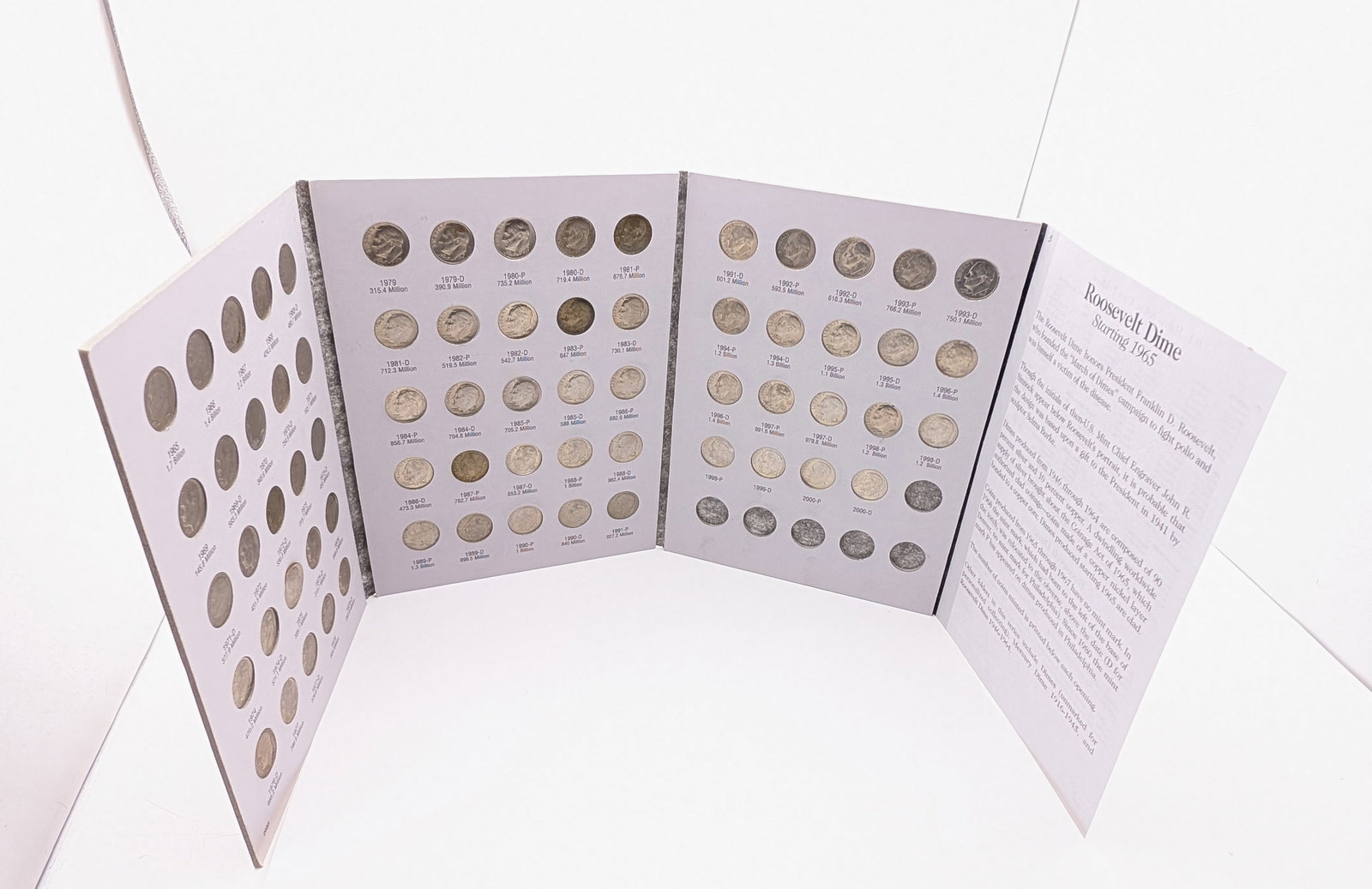 Complete Roosevelt Dime Book - 1965-2000 (1 of 7)