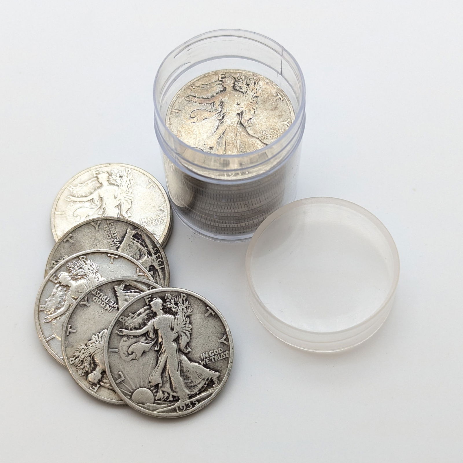 Full Tube of 20 1935 Walking Liberty Silver Half Dollars (1 of 3)