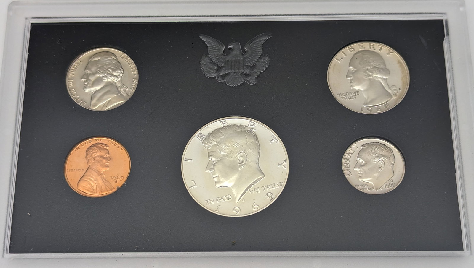 1969-S US Mint Silver Proof Set with 40% Silver Kennedy Half Dollar (1 of 3)