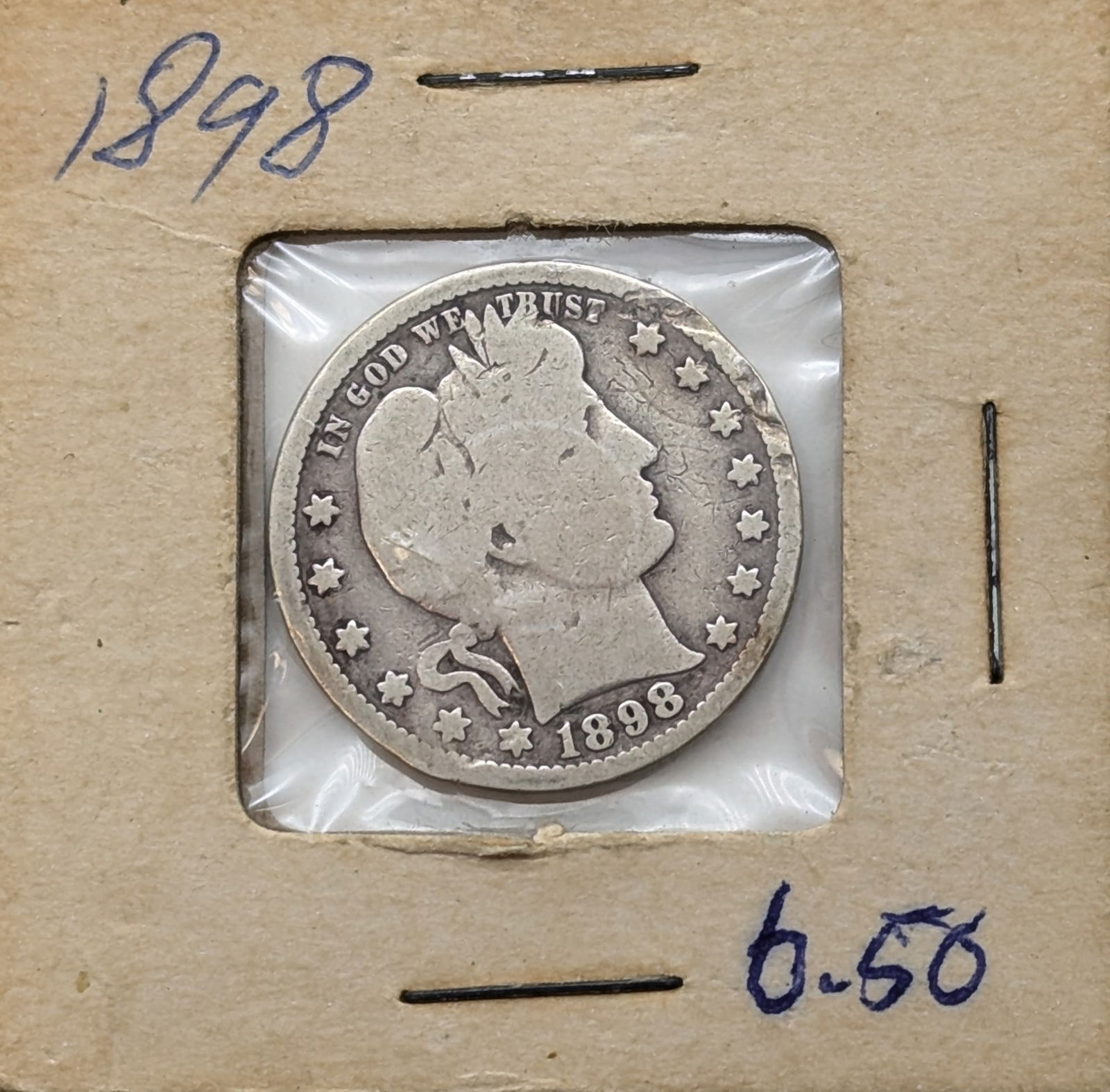 1898 Silver Barber Quarter (1 of 2)