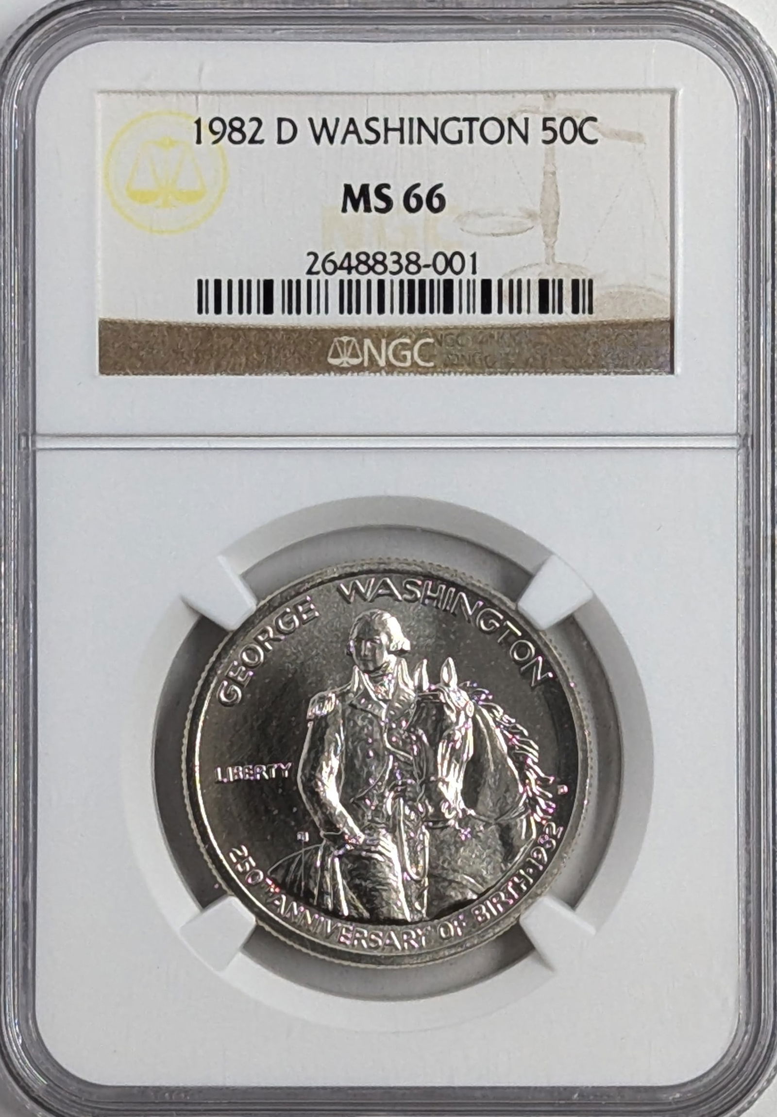 NGC MS 66 1982-D Silver Washington Half Dollar - 250th Anniversary (1 of 2)