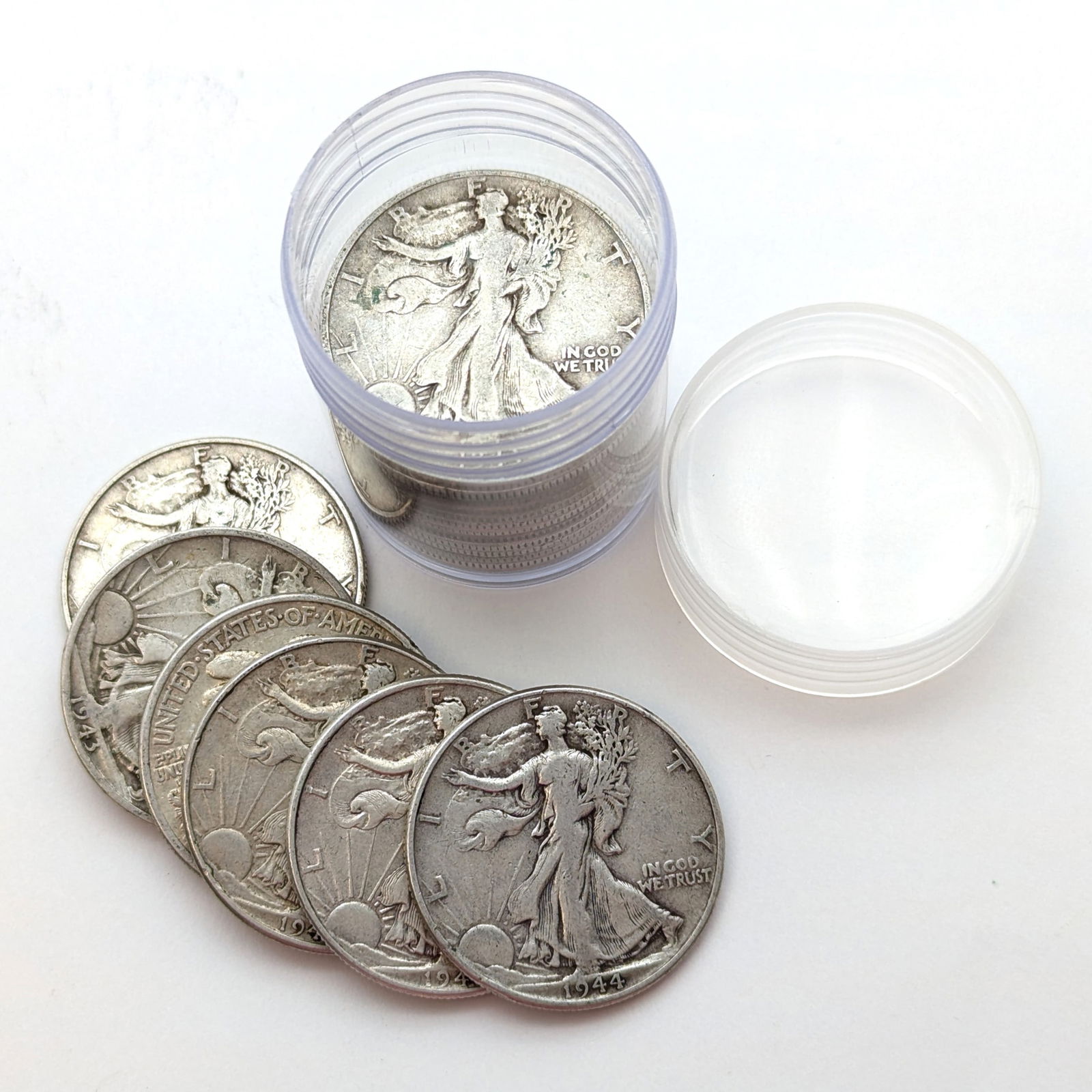 Tube of 20 Silver 1944 Walking Liberty Half Dollars (1 of 3)