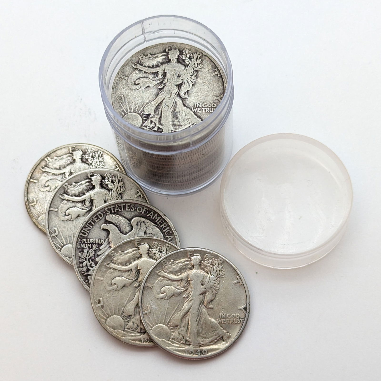 Tube of 20 Silver 1940 Walking Liberty Half Dollars (1 of 3)
