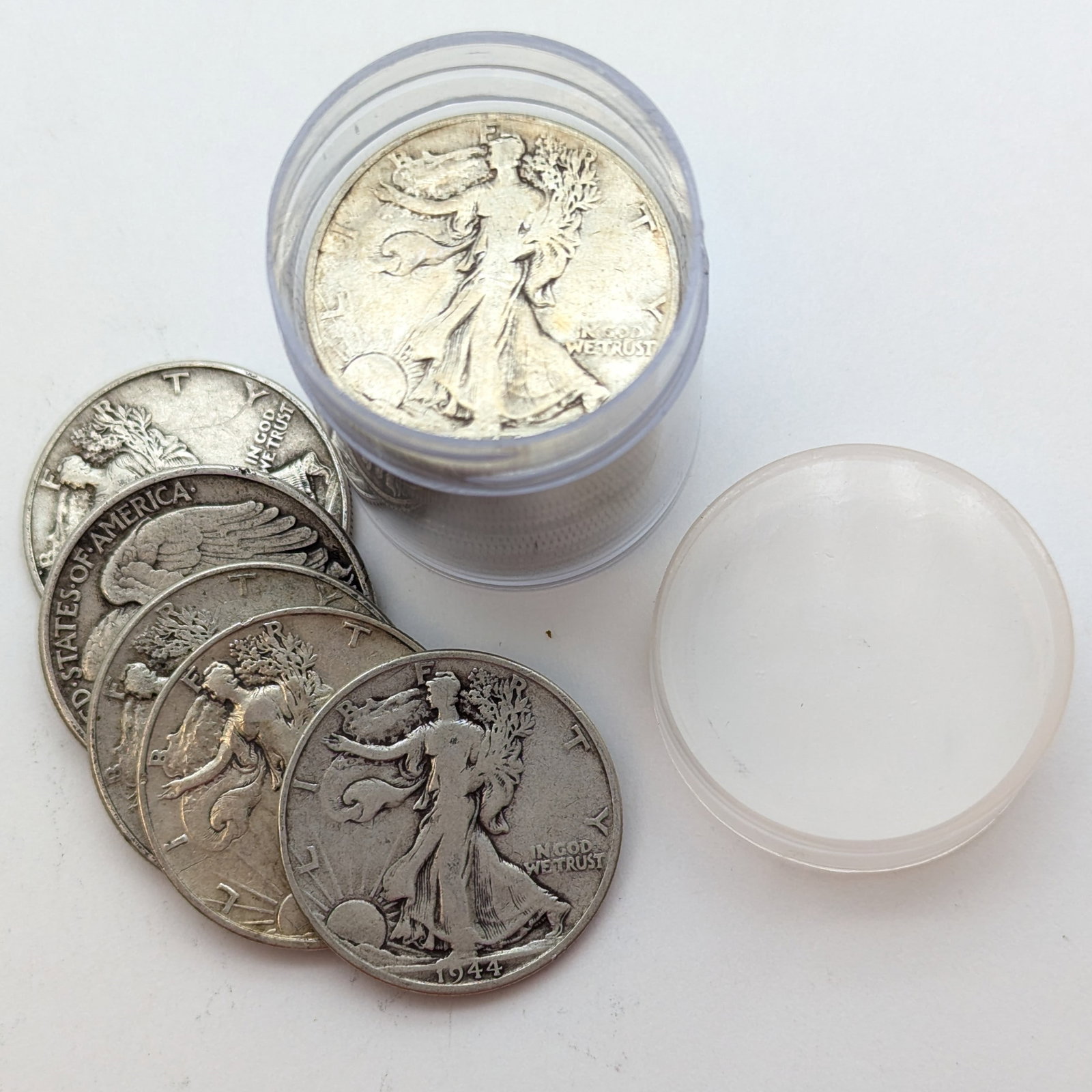 Tube of 20 Silver 1944-S Walking Liberty Half Dollars: 90% Silver