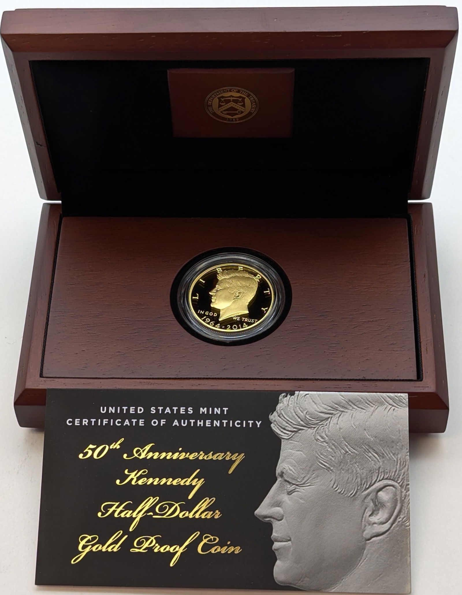 2014 50th Anniversary John F Kennedy Half Dollar Gold Proof Coin with COA (1 of 7)