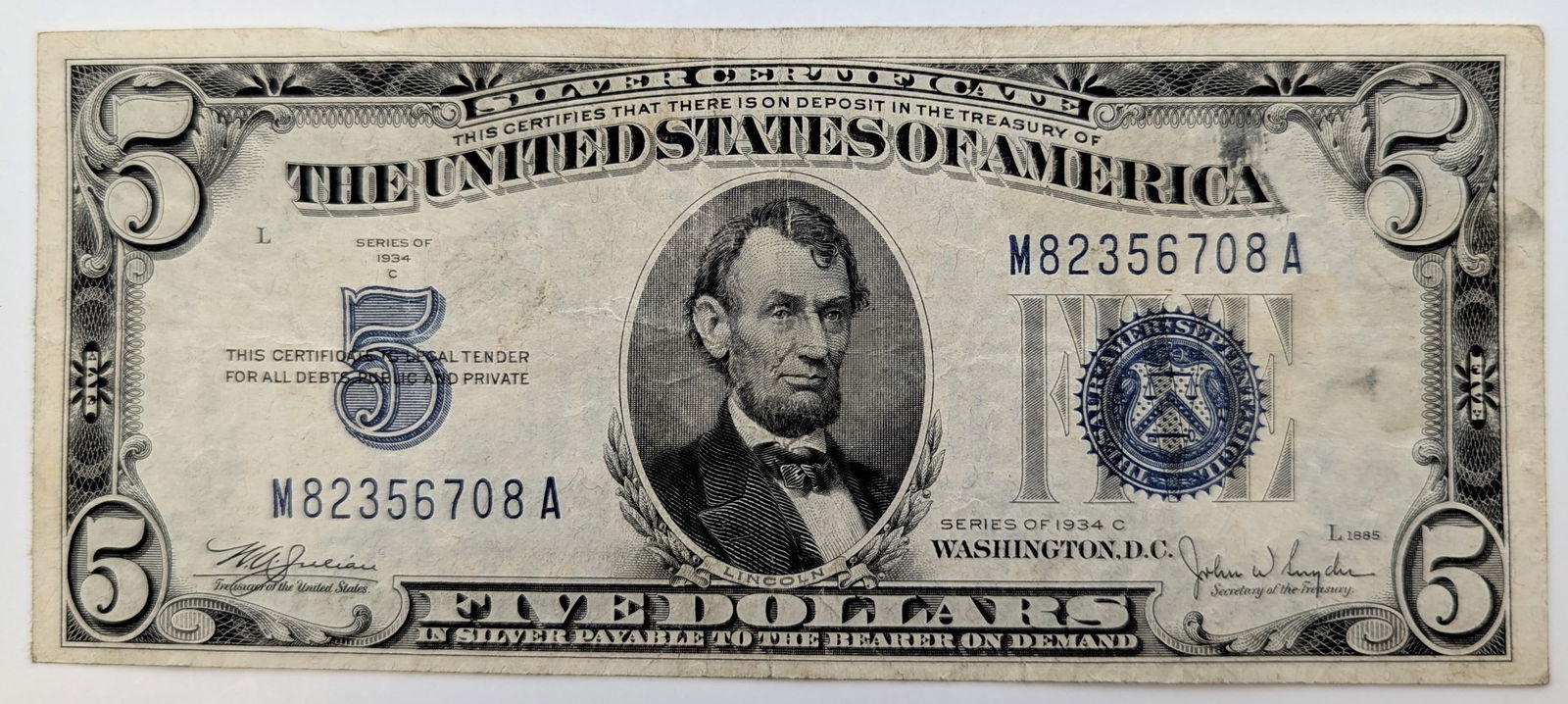 1934C $5 Note - Silver Certificate (1 of 2)