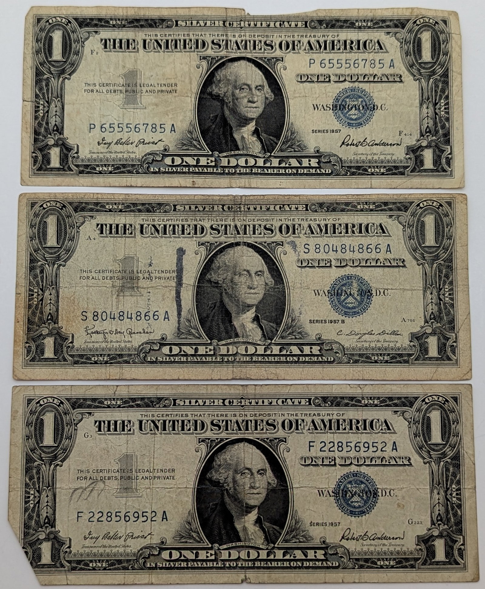 Lot of 3 - 1957 $1 Note - Silver Certificate (1 of 2)