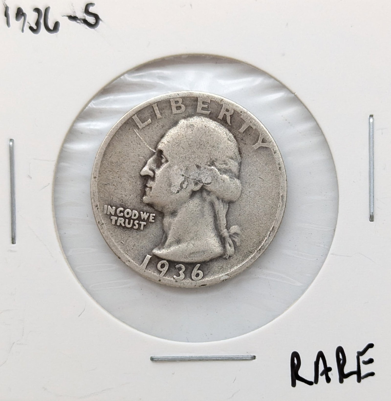 1936-S Silver Washington Quarter - 90% Silver - Rare (1 of 2)