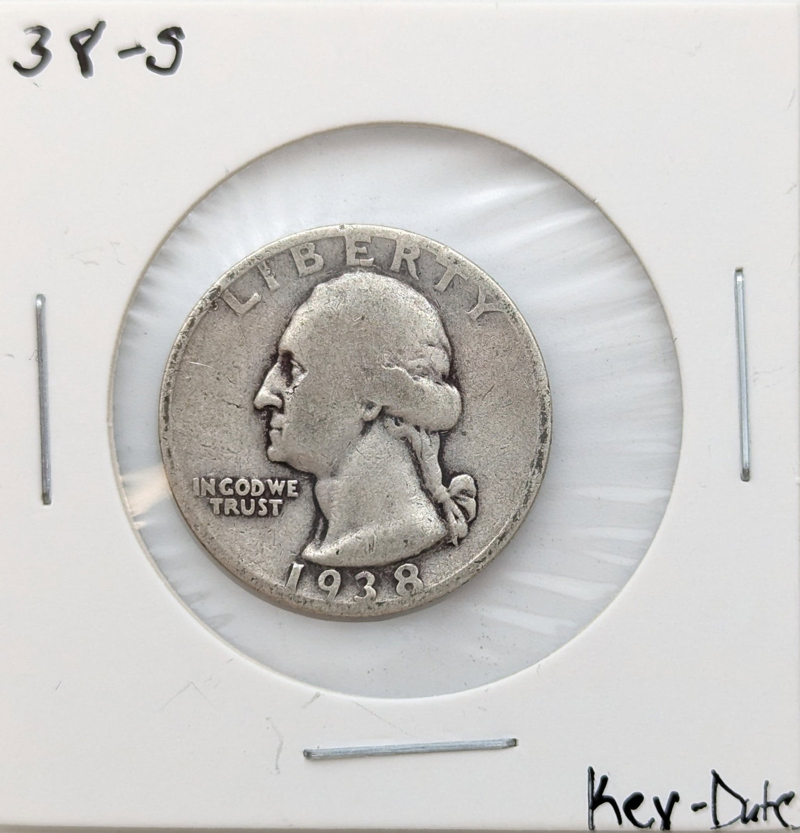 1938-S Silver Washington Quarter - 90% Silver - Key Date (1 of 2)