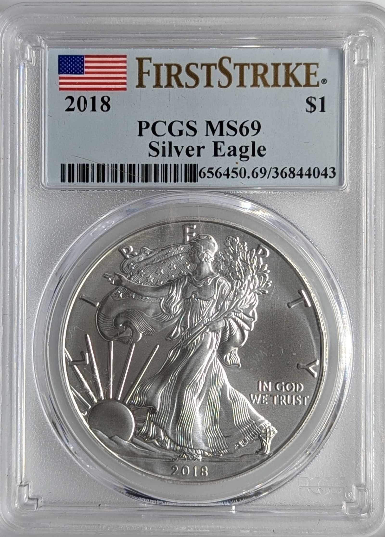 PCGS 2018 MS 69 American Silver Eagle Dollar - First Strike (1 of 2)