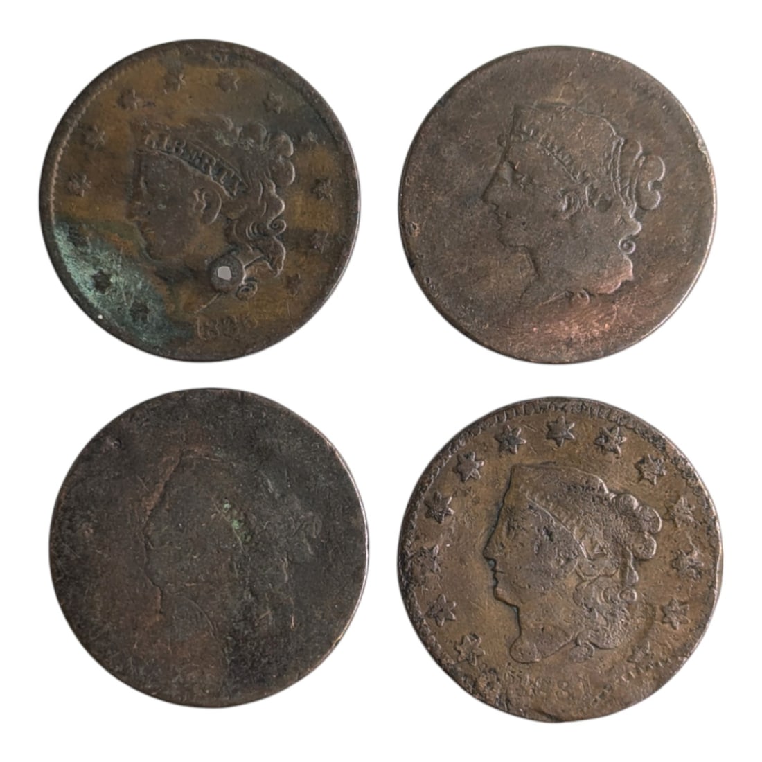 Lot of 4 Large Cents (1 of 2)