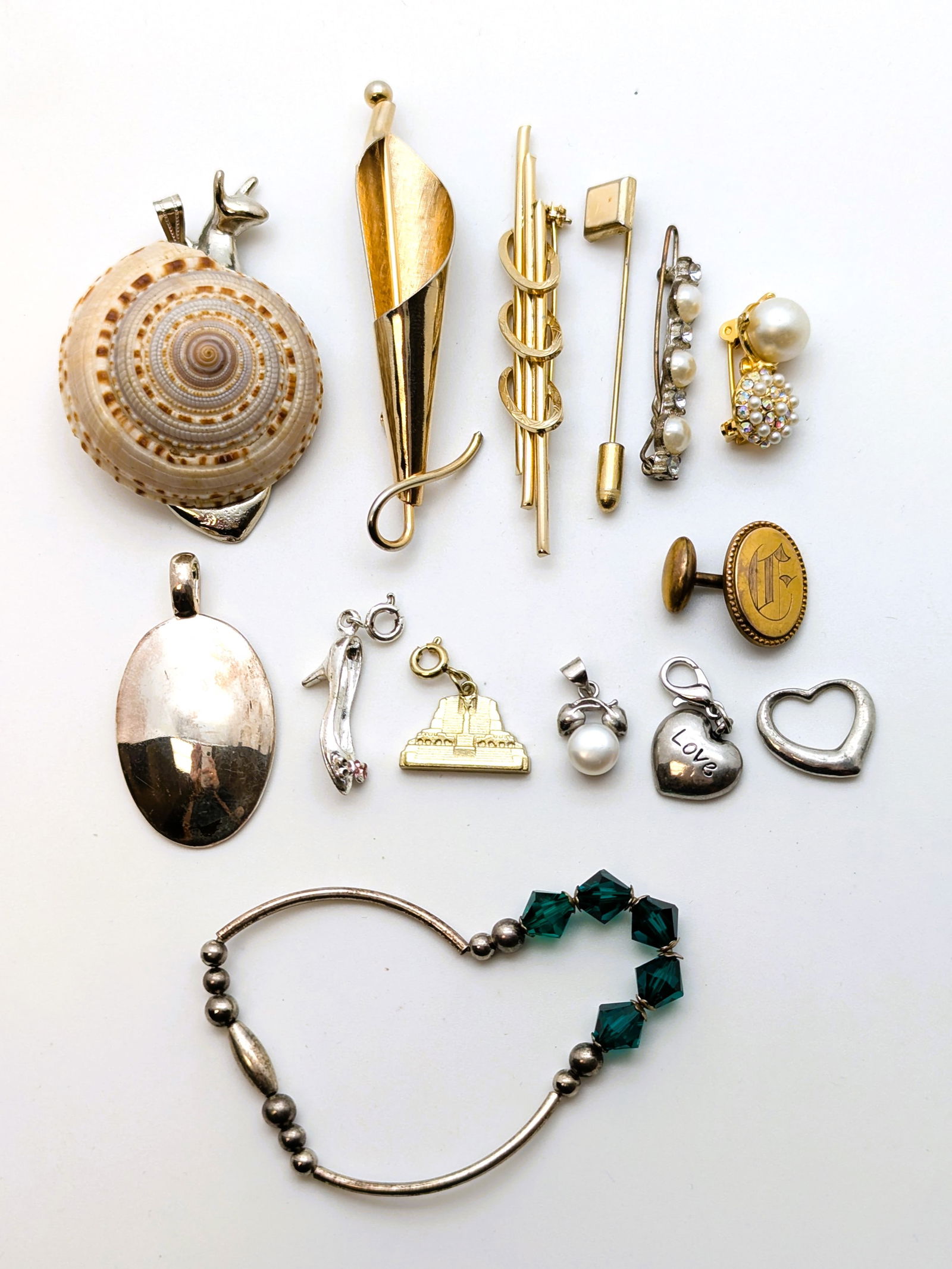 Lot of 14 Misc Jewelry - Pins, Pendants, Bracelet, etc. (1 of 5)