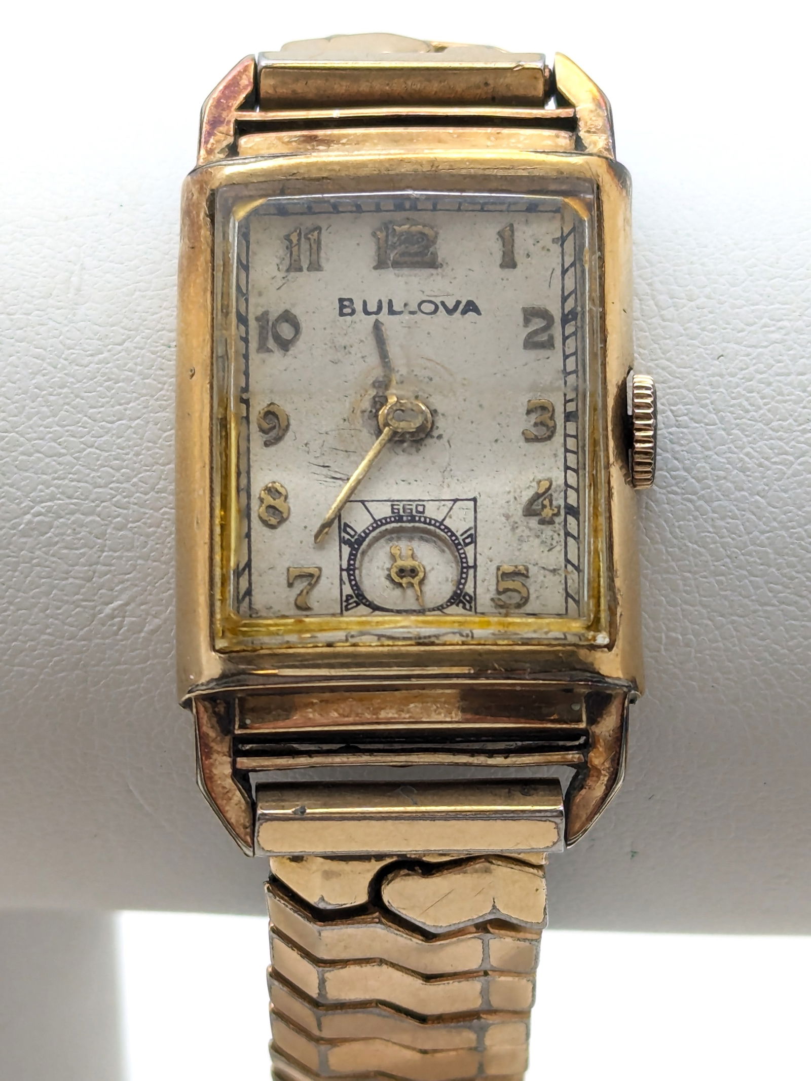 Stunning Antique Bulova 10K GF Men's Watch w/ Sub dial - Parts / Repair: Watch has original band.