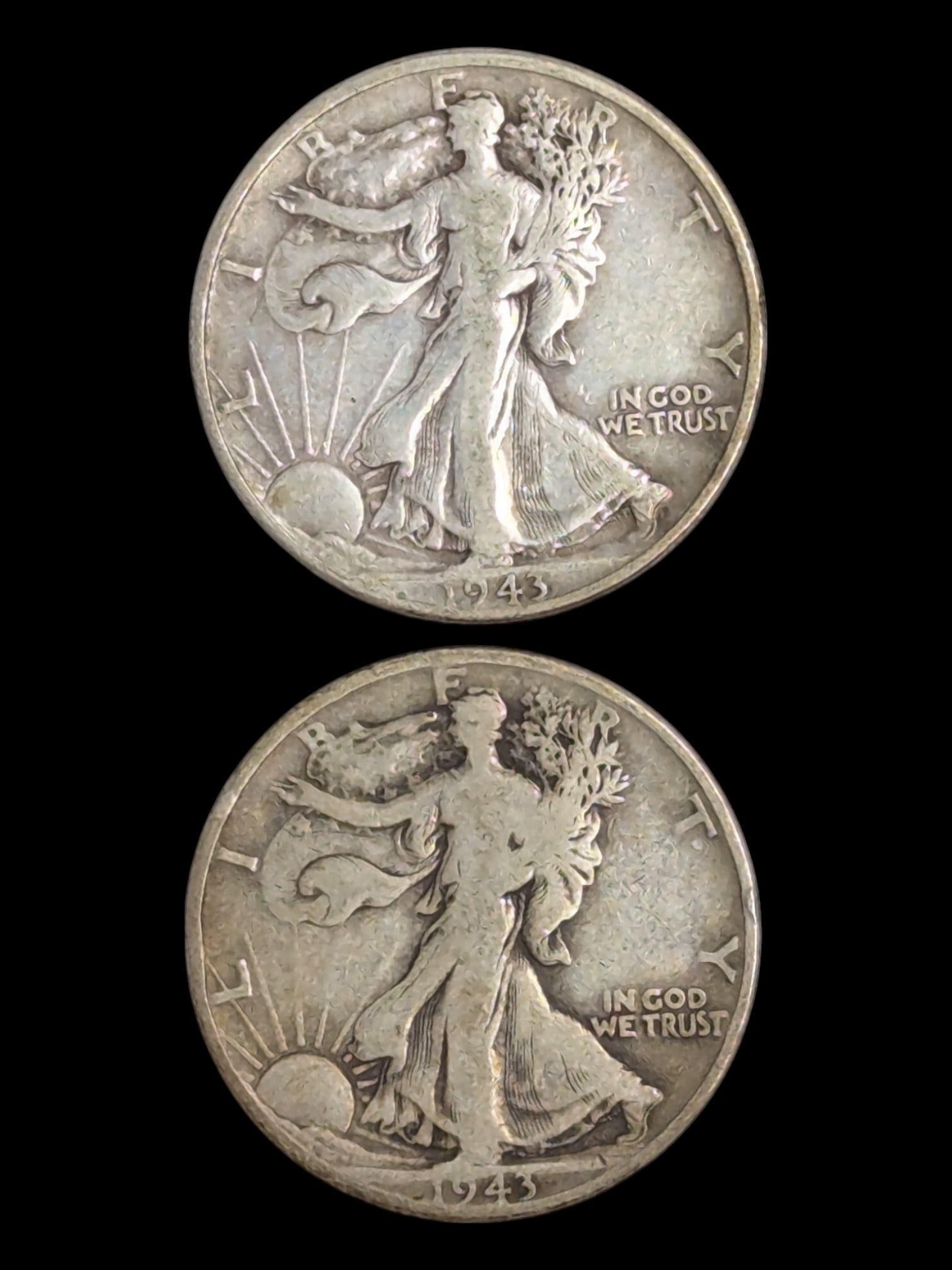 Lot of 2 Silver Walking Liberty Half Dollars - 1943, 1943 (1 of 2)