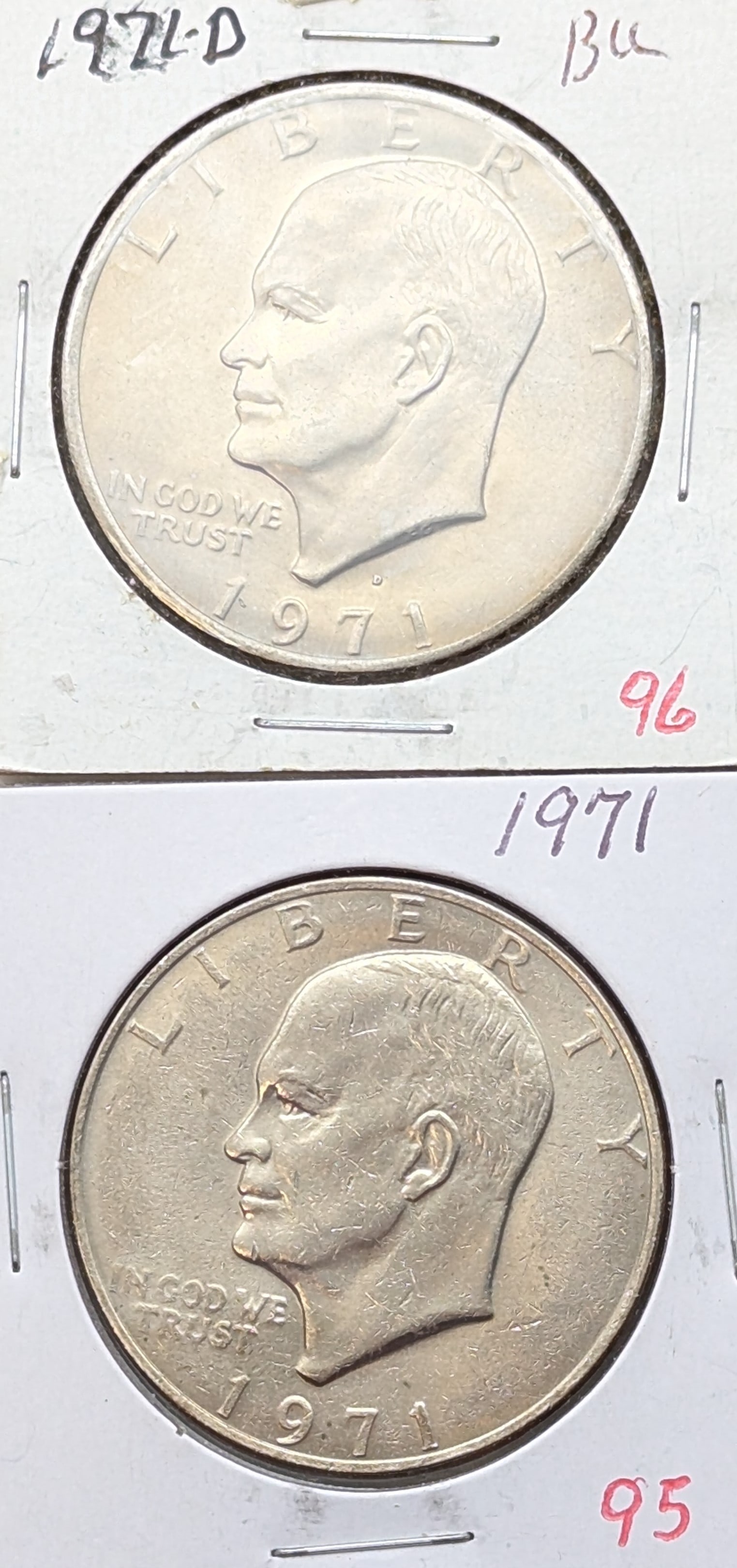 Lot of 2 Eisenhower "Ike" Dollars - 1971-D, 1971 (1 of 2)