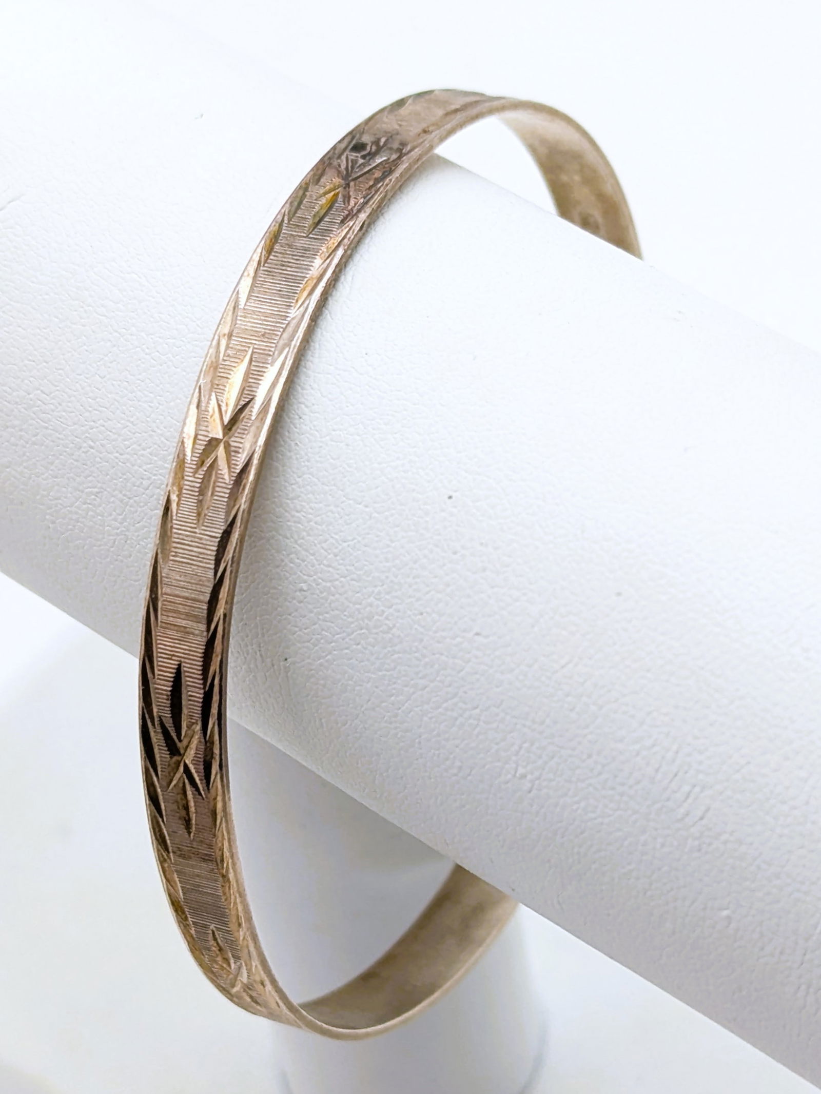 Sterling Silver Etched Ladies Bangle Bracelet (1 of 5)