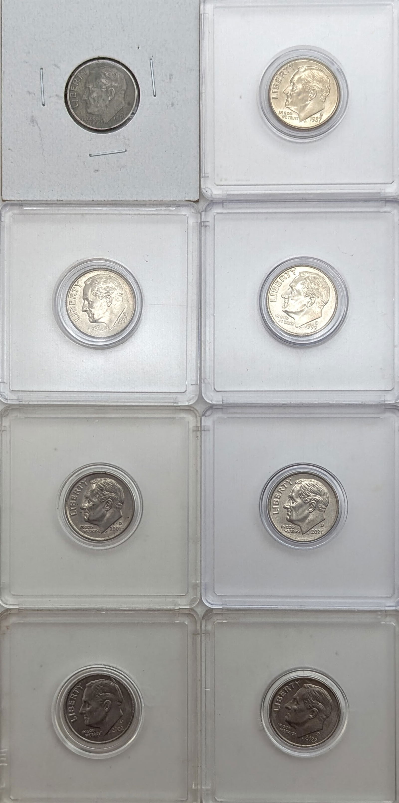 Lot of 8 Roosevelt Dimes - Toned or Proof (1 of 2)