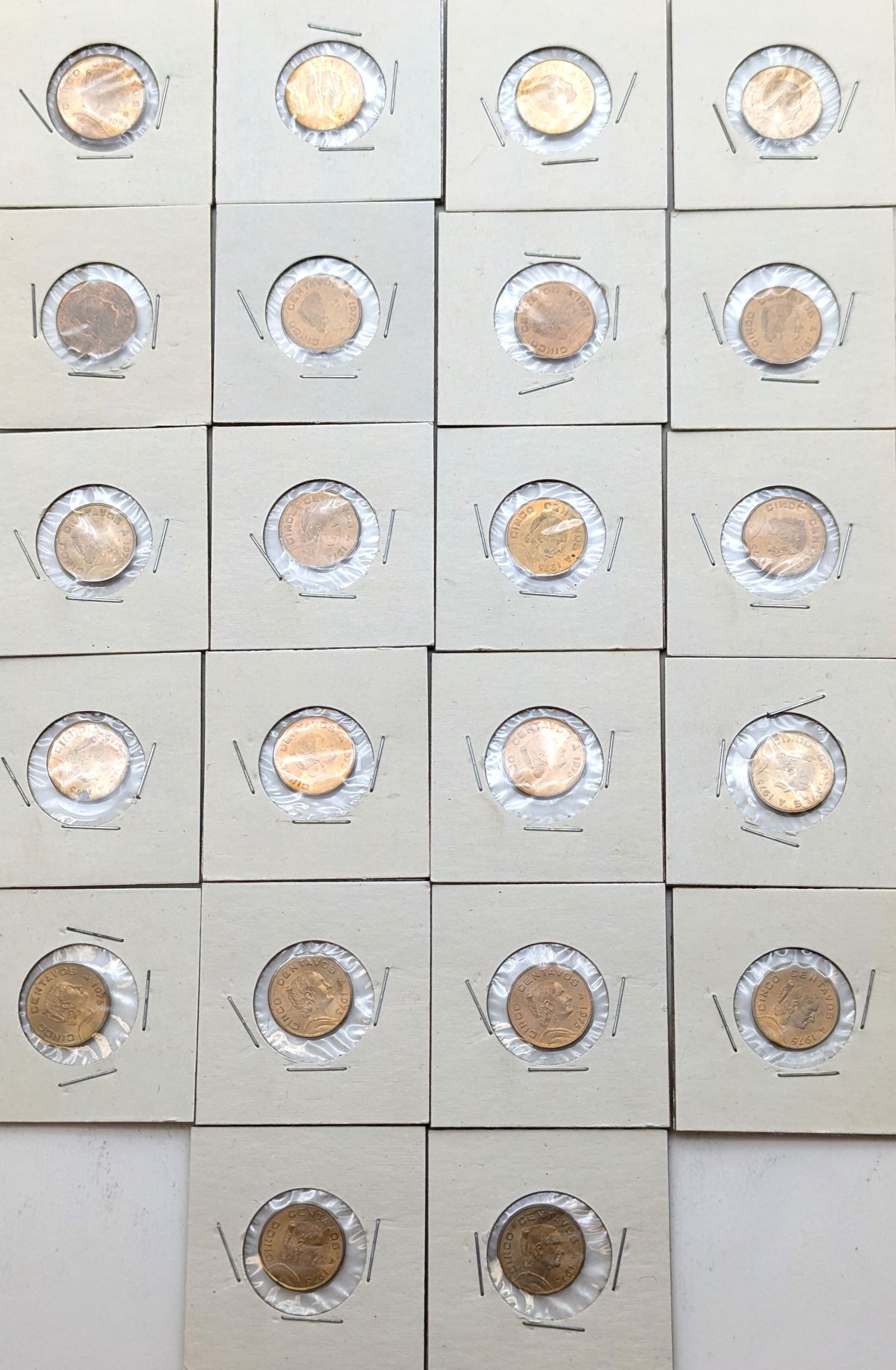 Lot of 22 Uncirculated Mexico 5 Centavos - 1950s-1970s (1 of 2)