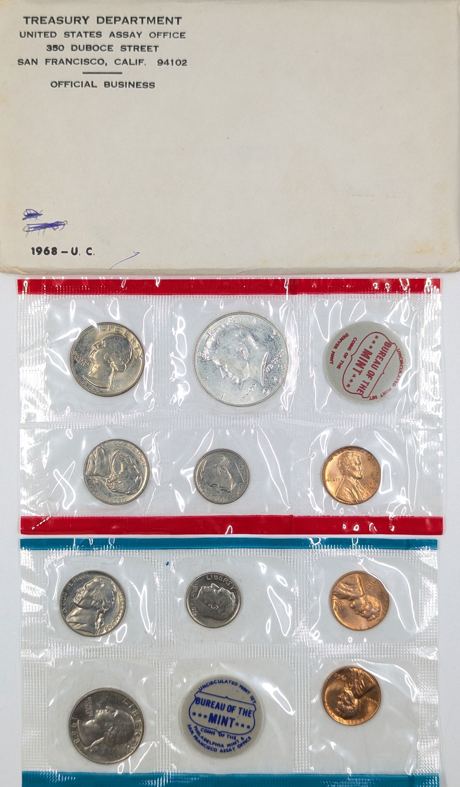 1968 US Mint Uncirculated Coin Set w/ Silver Kennedy (1 of 2)