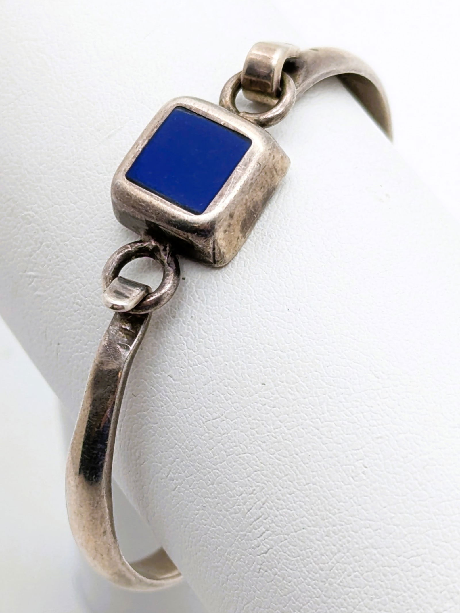 Mexico Sterling Silver Blue Square Bangle Bracelet (1 of 6)