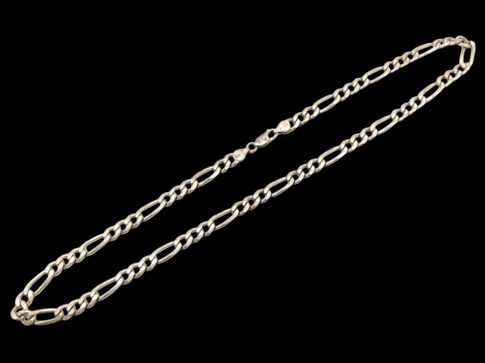 Italy Sterling Silver Figaro Chain Necklace - 1.188oz (1 of 8)
