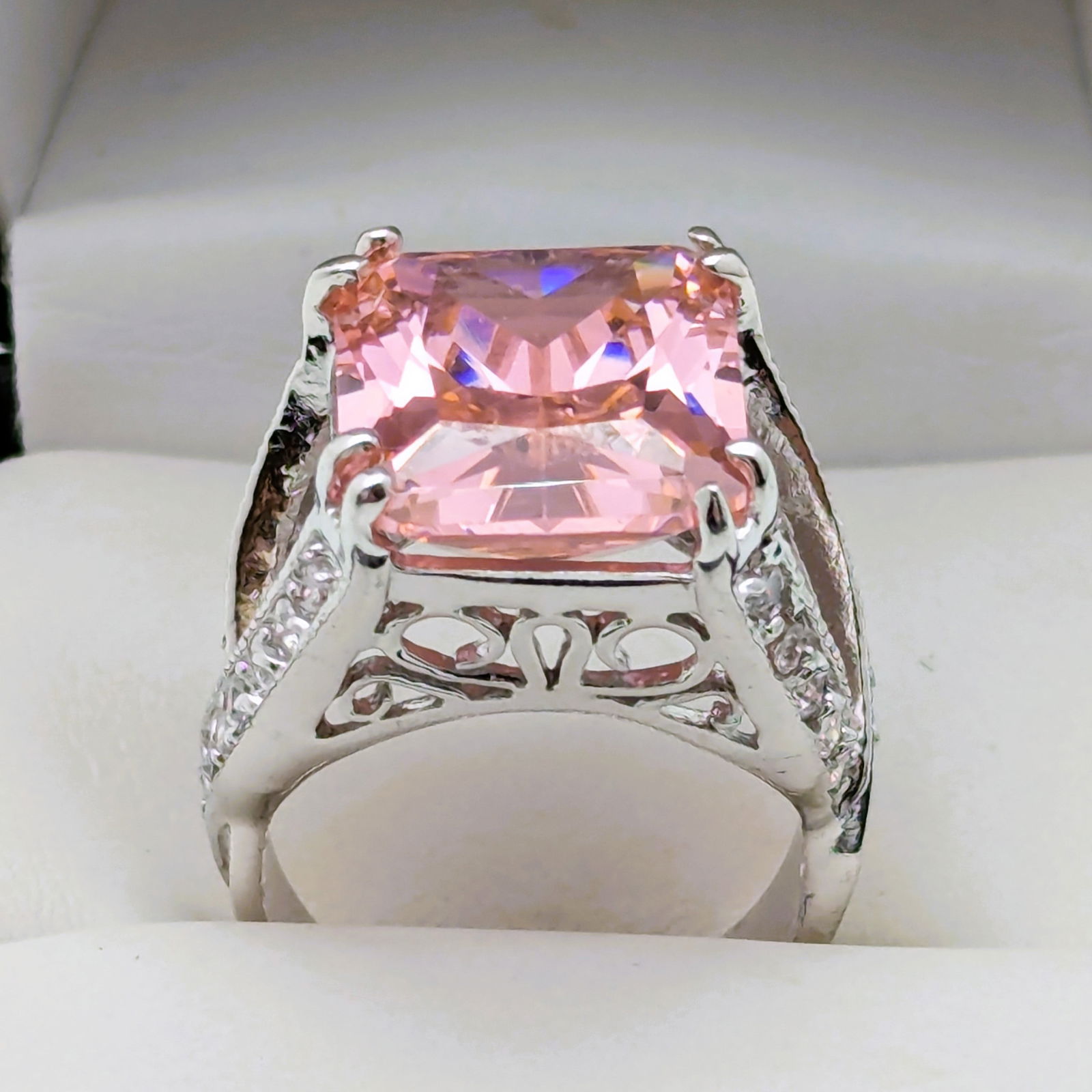 Sterling Silver Pink & White Ladies Ring (1 of 7)