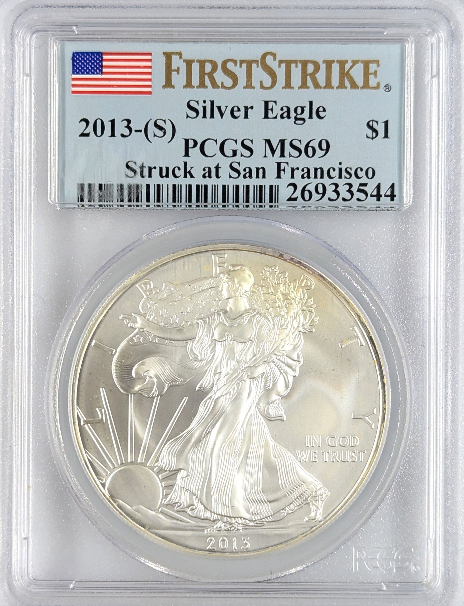 PCGS 2013-S MS69 American Silver Eagle Dollar - First Strike at the San Francisco Mint (1 of 2)