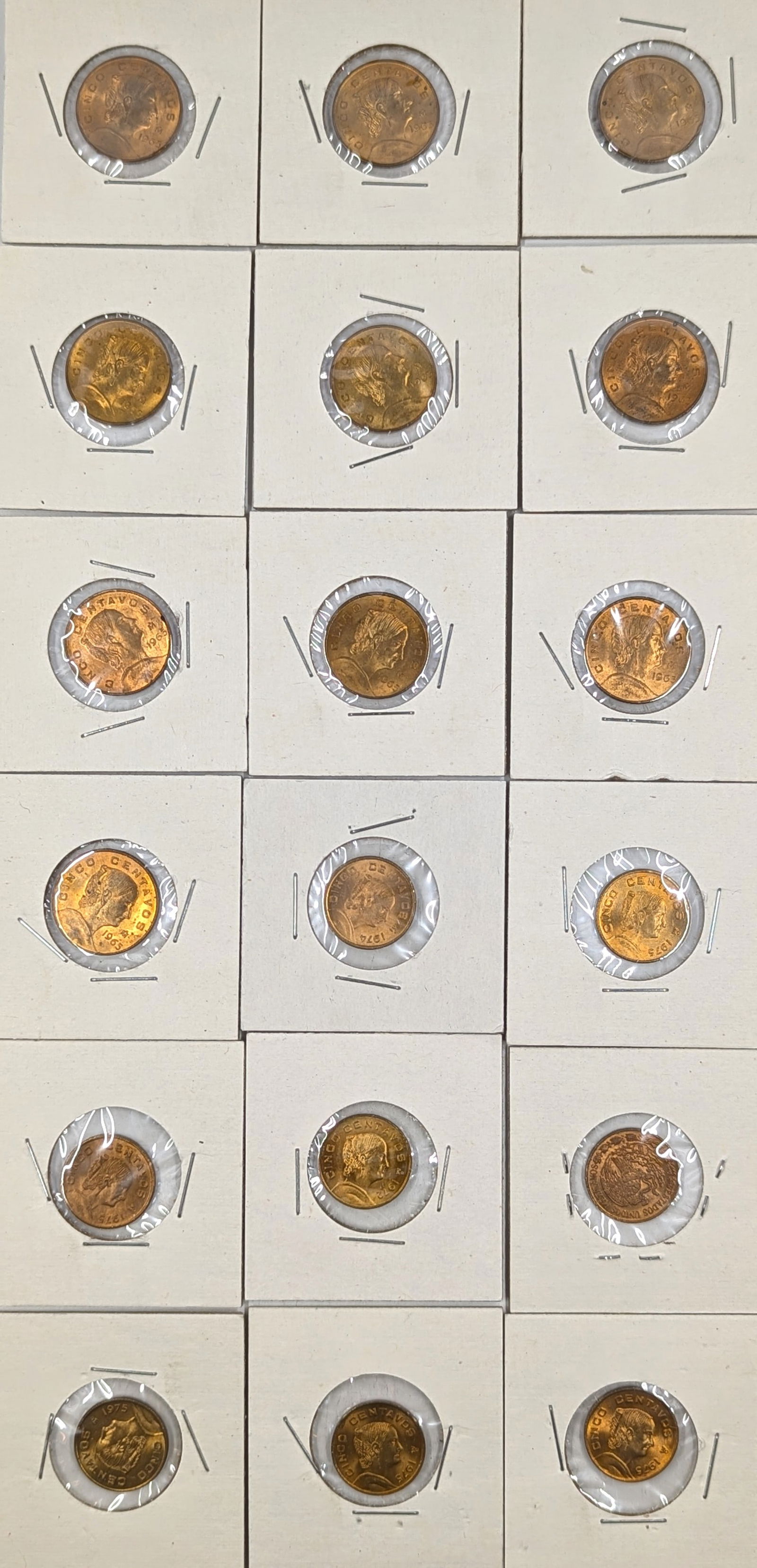 Lot of 18 - 1960s-1970s 5 Centavos - Uncirculated (1 of 2)