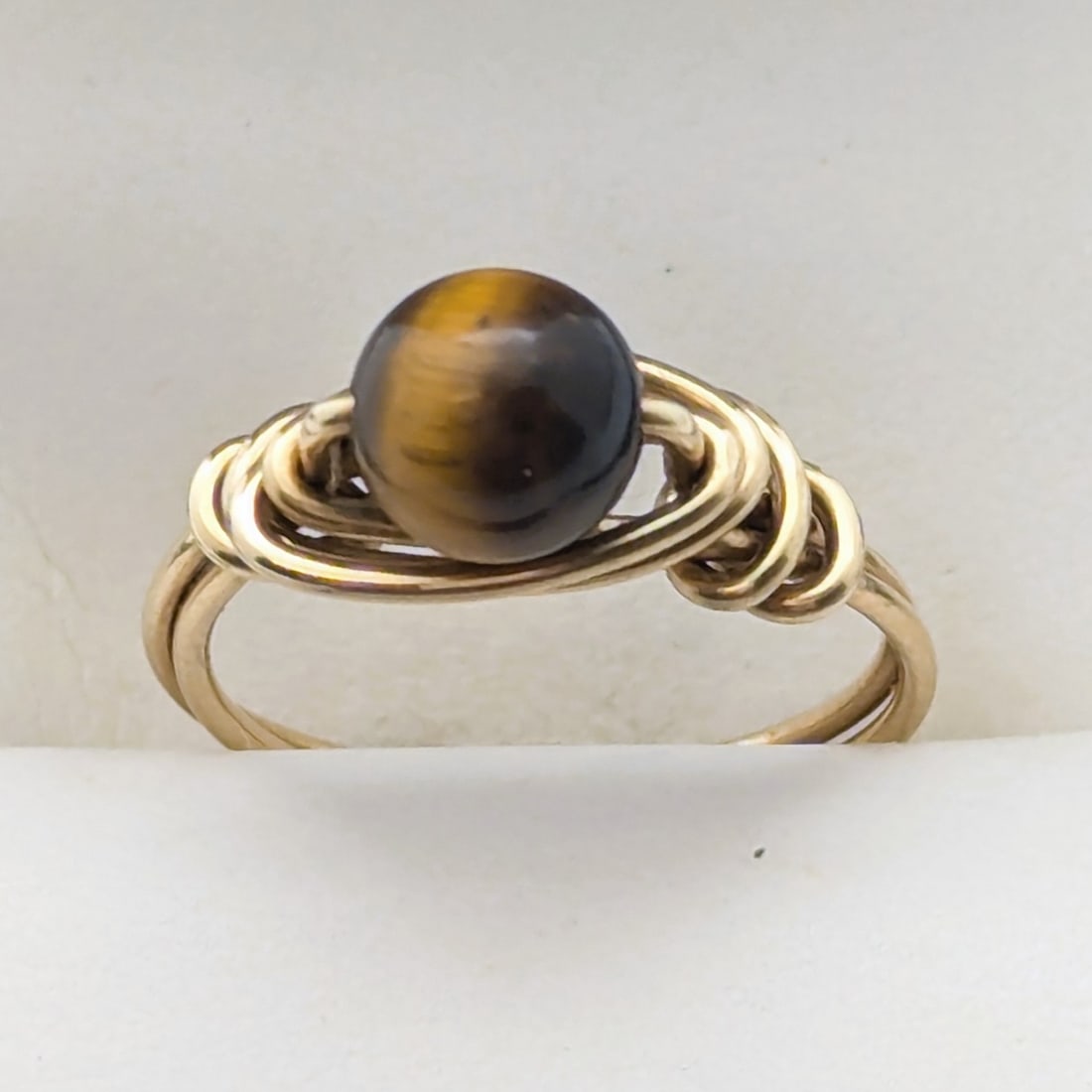 Tiger's Eye Gold filled Wire Ring (1 of 5)