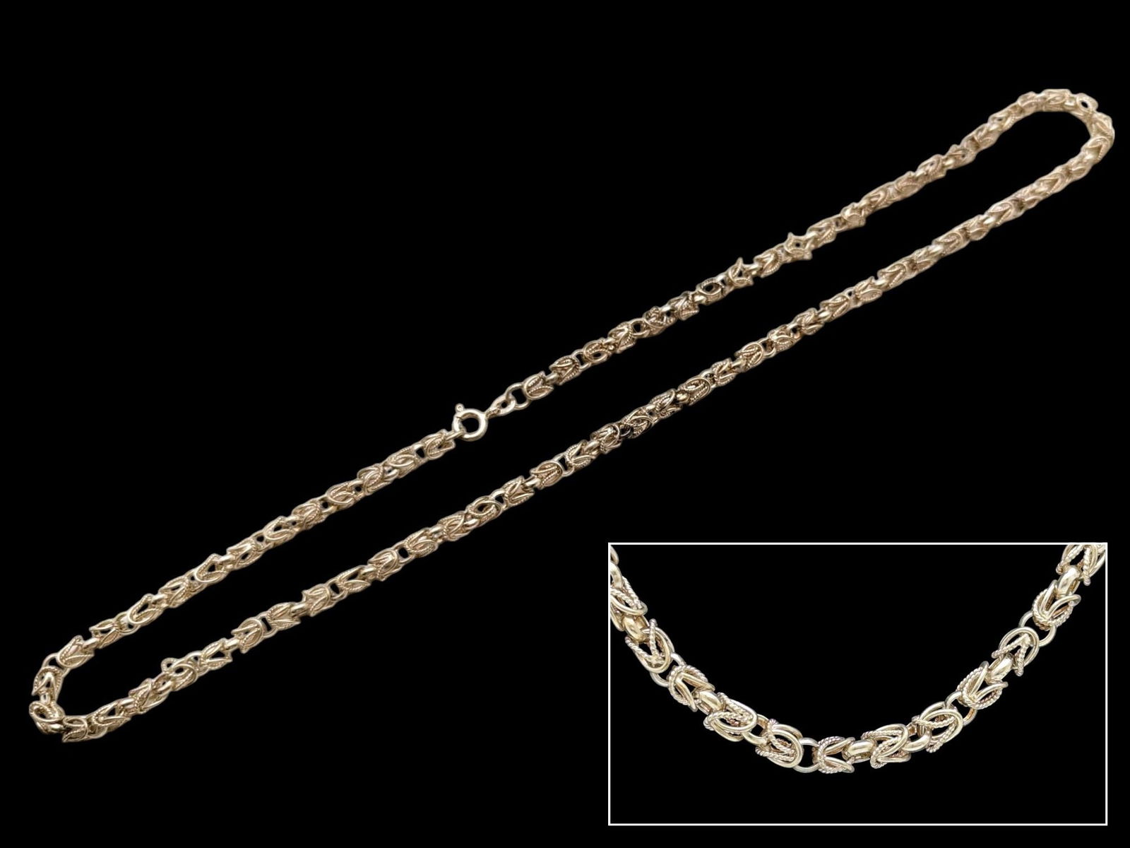 Sterling Silver Byzantine Chain Necklace - Stamped SU for Sunstone Imports (1 of 7)
