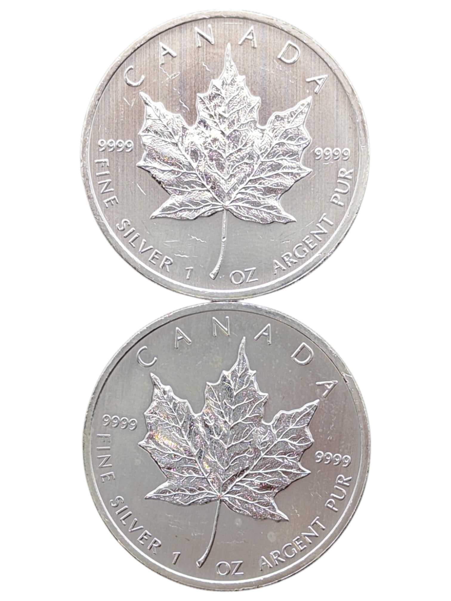Lot of 2 - 1 Ounce (each) Fine .999 Silver Rounds - 2011 Canada Maples (1 of 2)