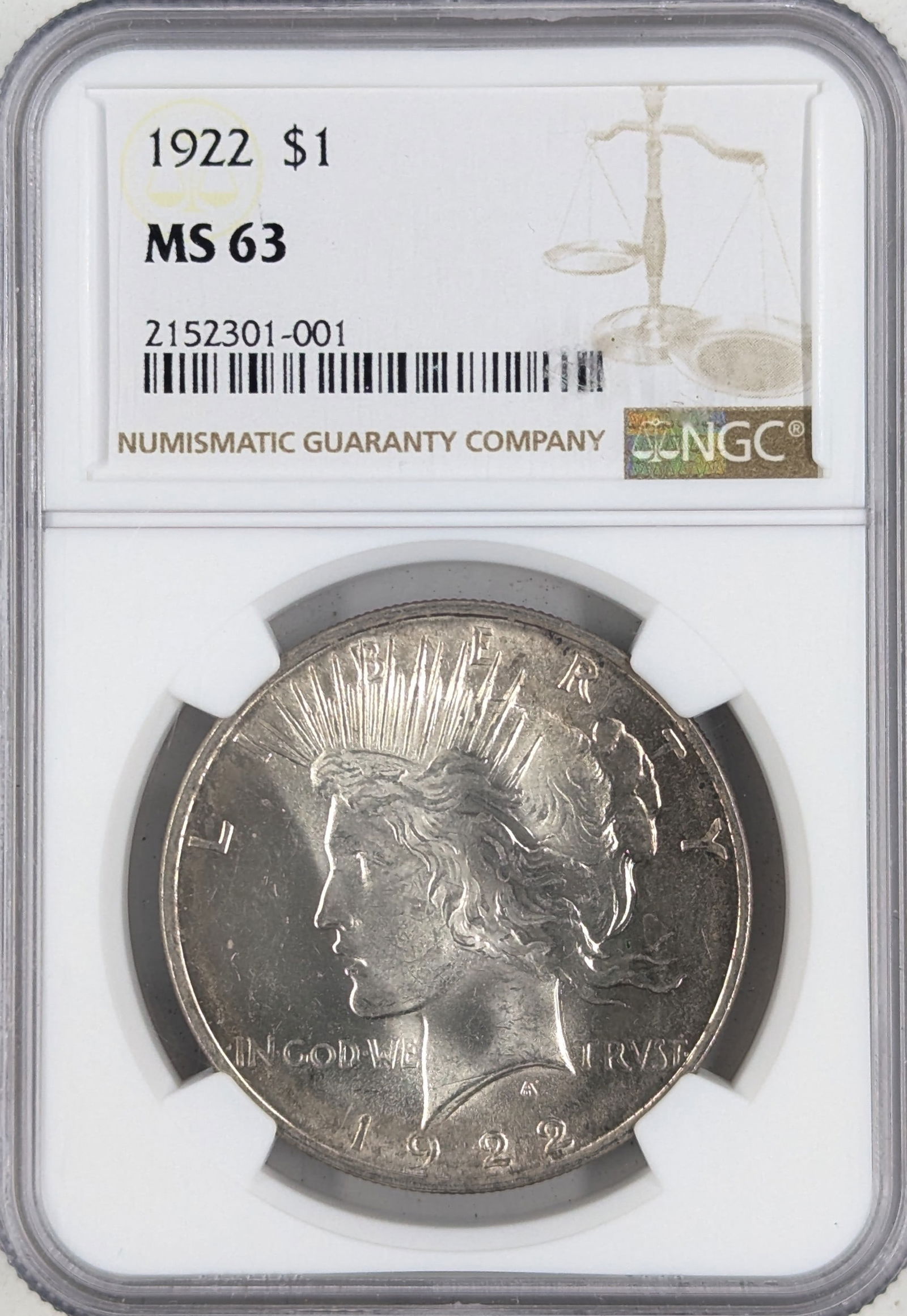 NGC 1922 MS 63 Silver Peace Dollar (1 of 2)
