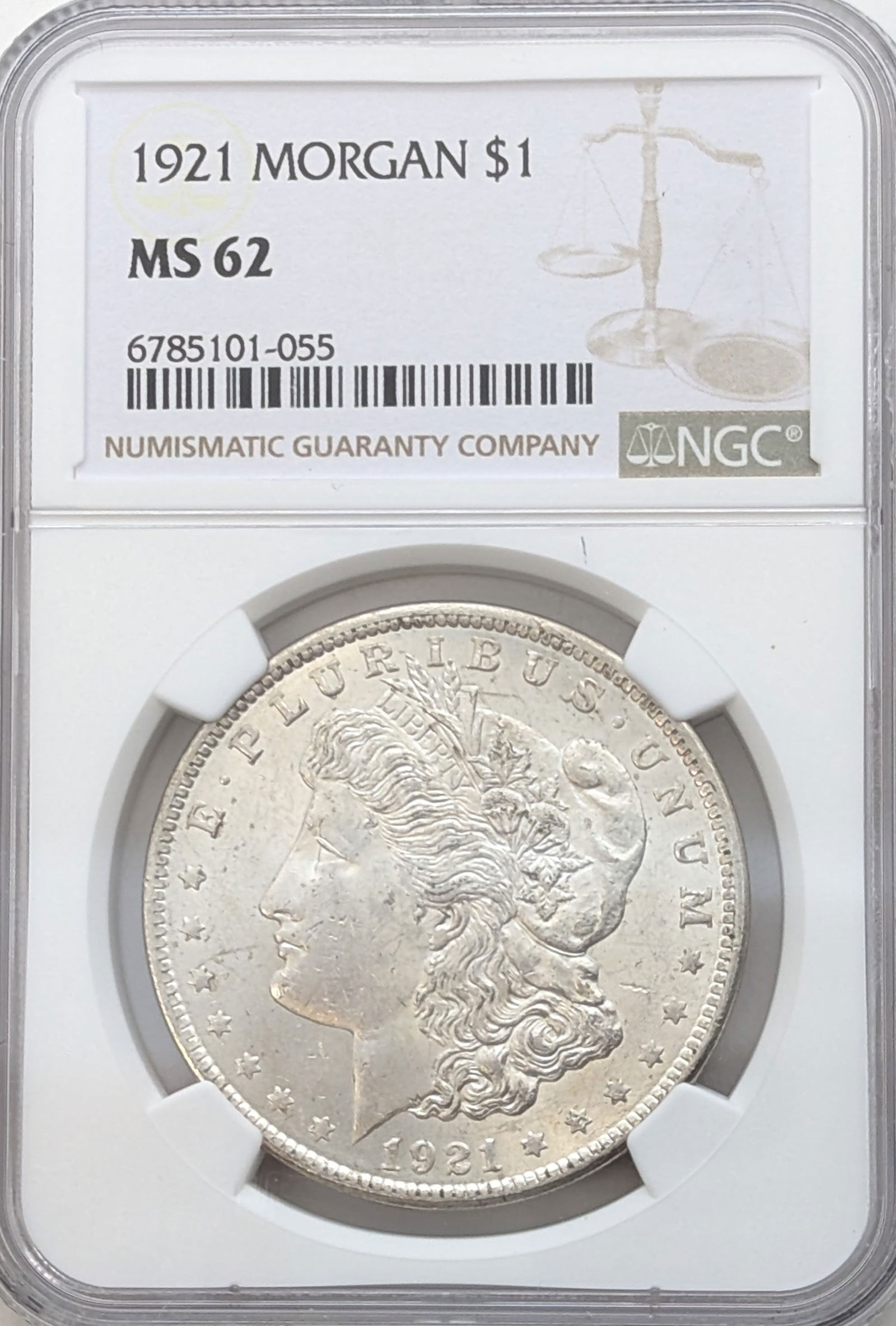 NGC 1921 MS 62 Morgan Silver Dollar (1 of 2)