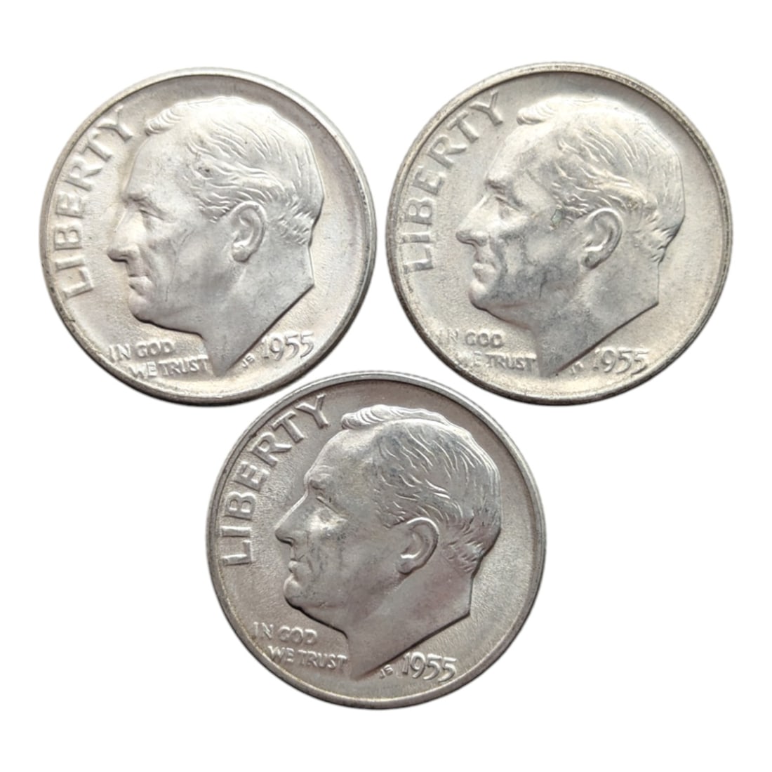 Lot of 3 - 1955-S Silver Roosevelt Dimes - Mint State (1 of 2)