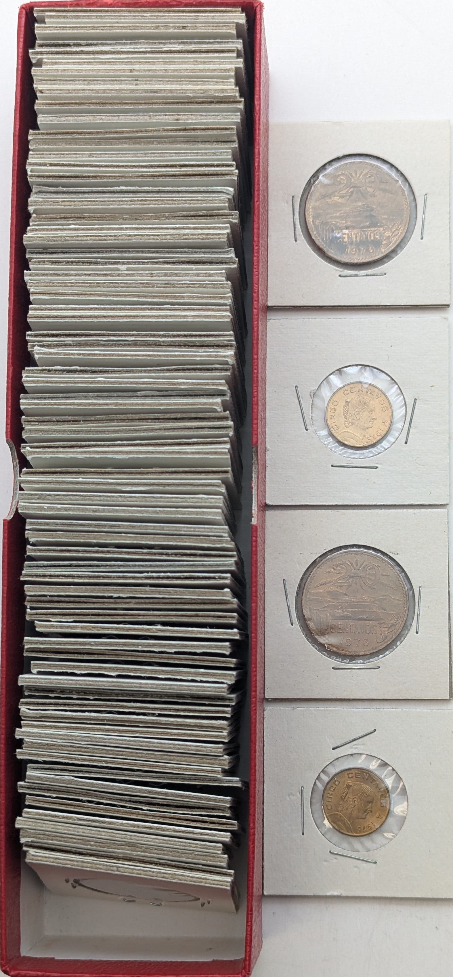 Large Lot of 76 Uncirculated Centavos Mexico Coins - Mixture of 20 & 5 Centavos (1 of 3)