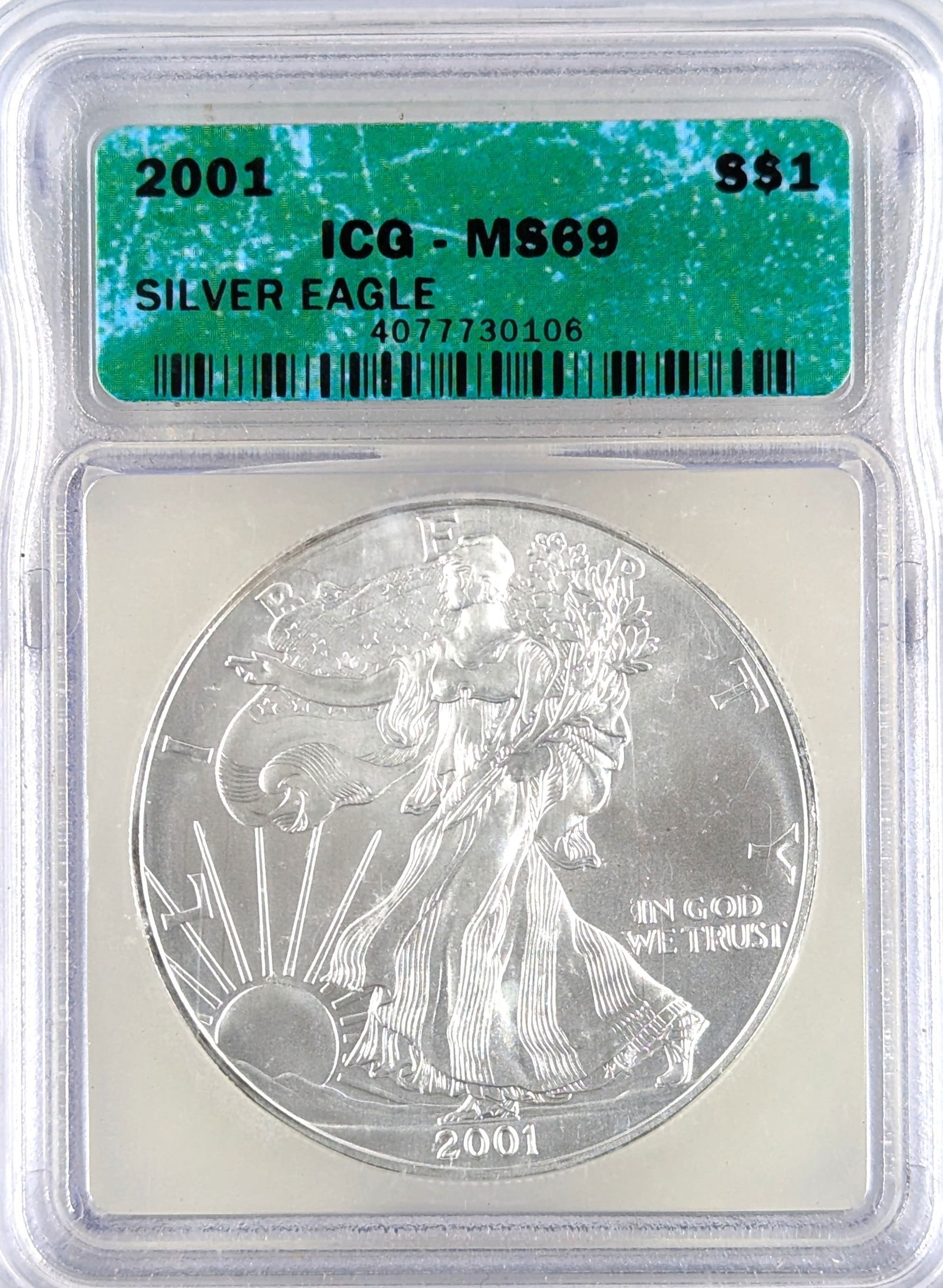 IGC 2001 MS69 American Silver Eagle Dollar (1 of 2)