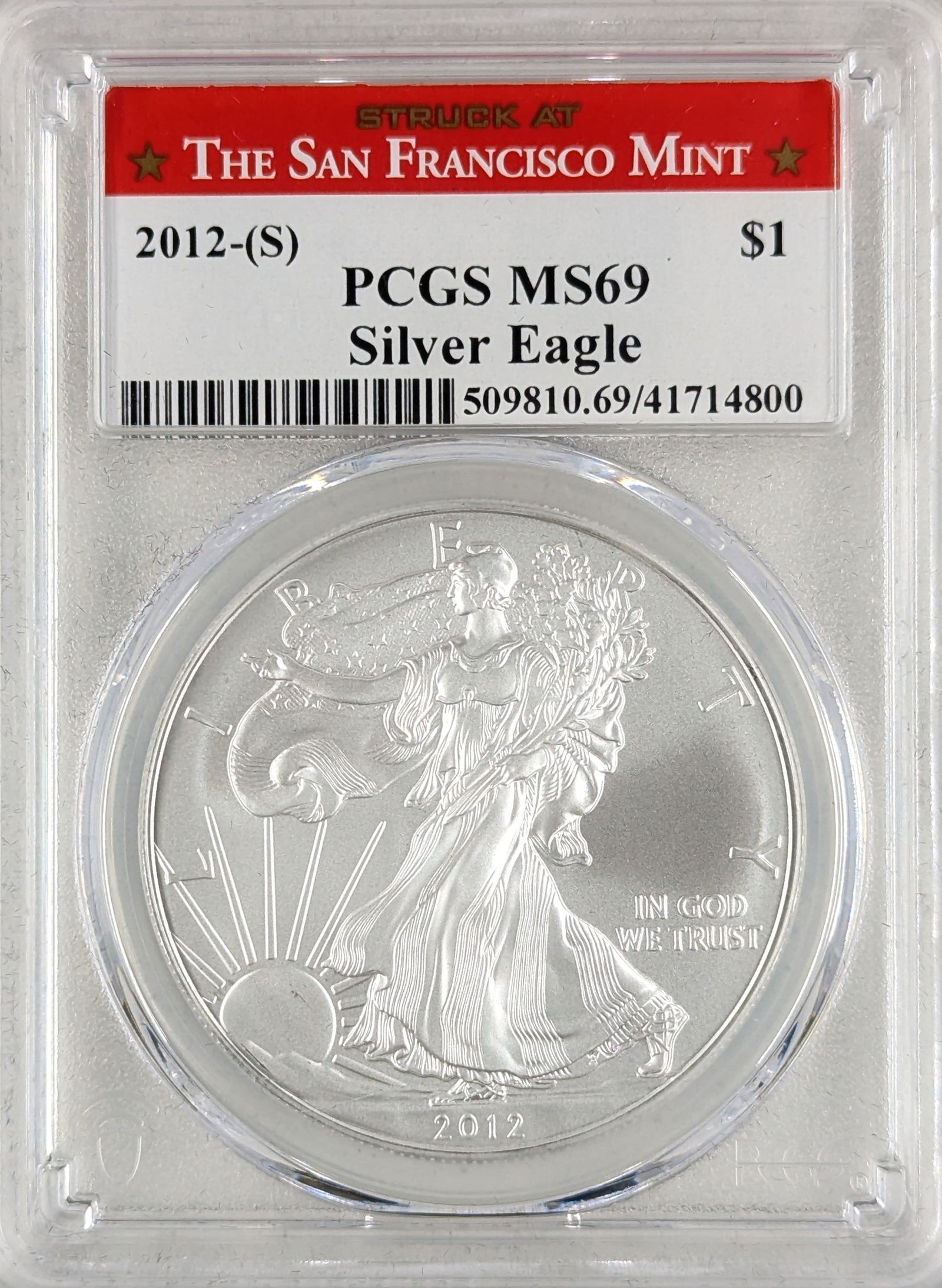 PCGS 2012-S MS69 American Silver Eagle Dollar - San Francisco Mint (1 of 2)