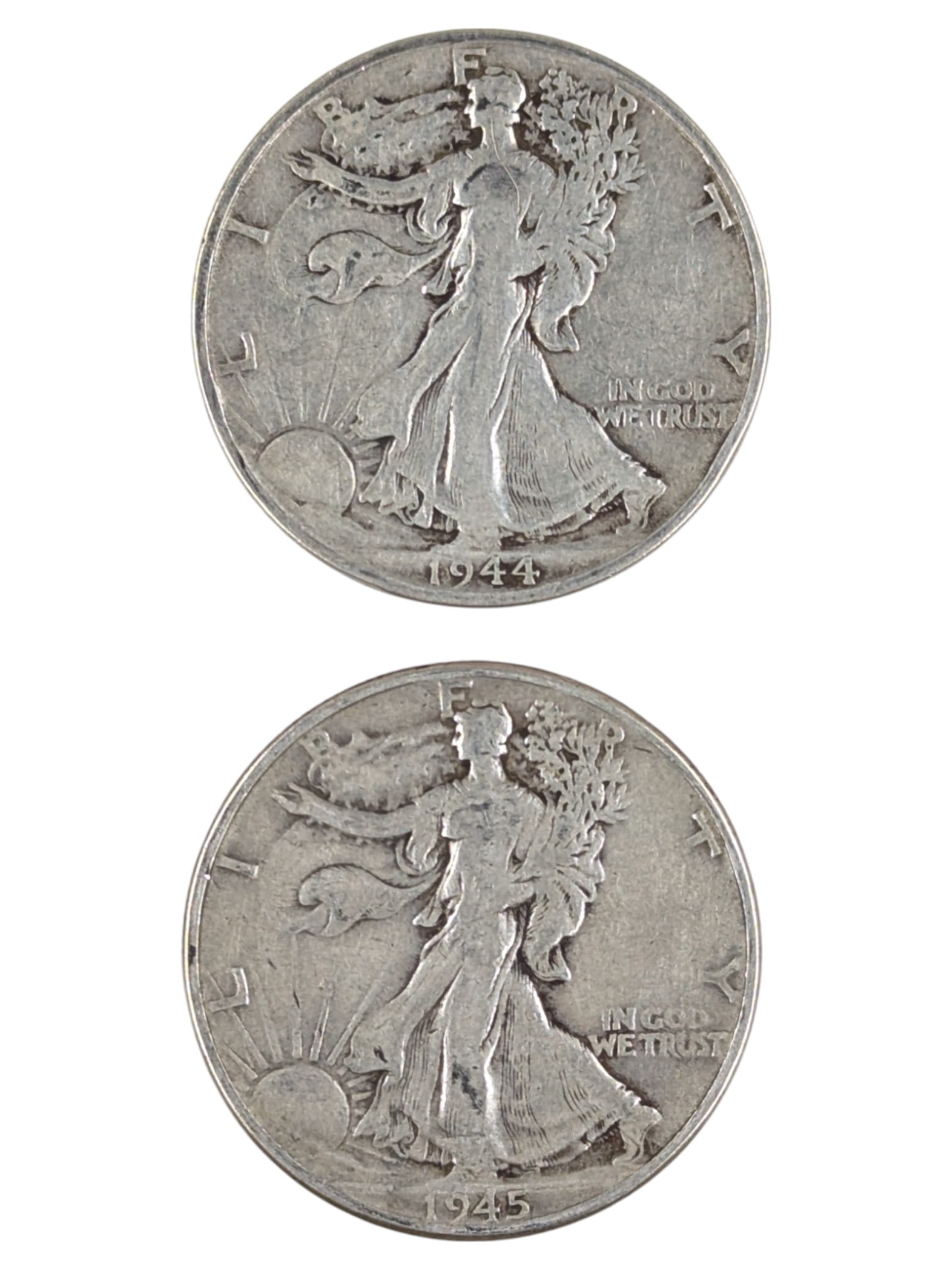 Lot of 2 Silver Walking Liberty Half Dollars - 1944-S, 1945 (1 of 2)