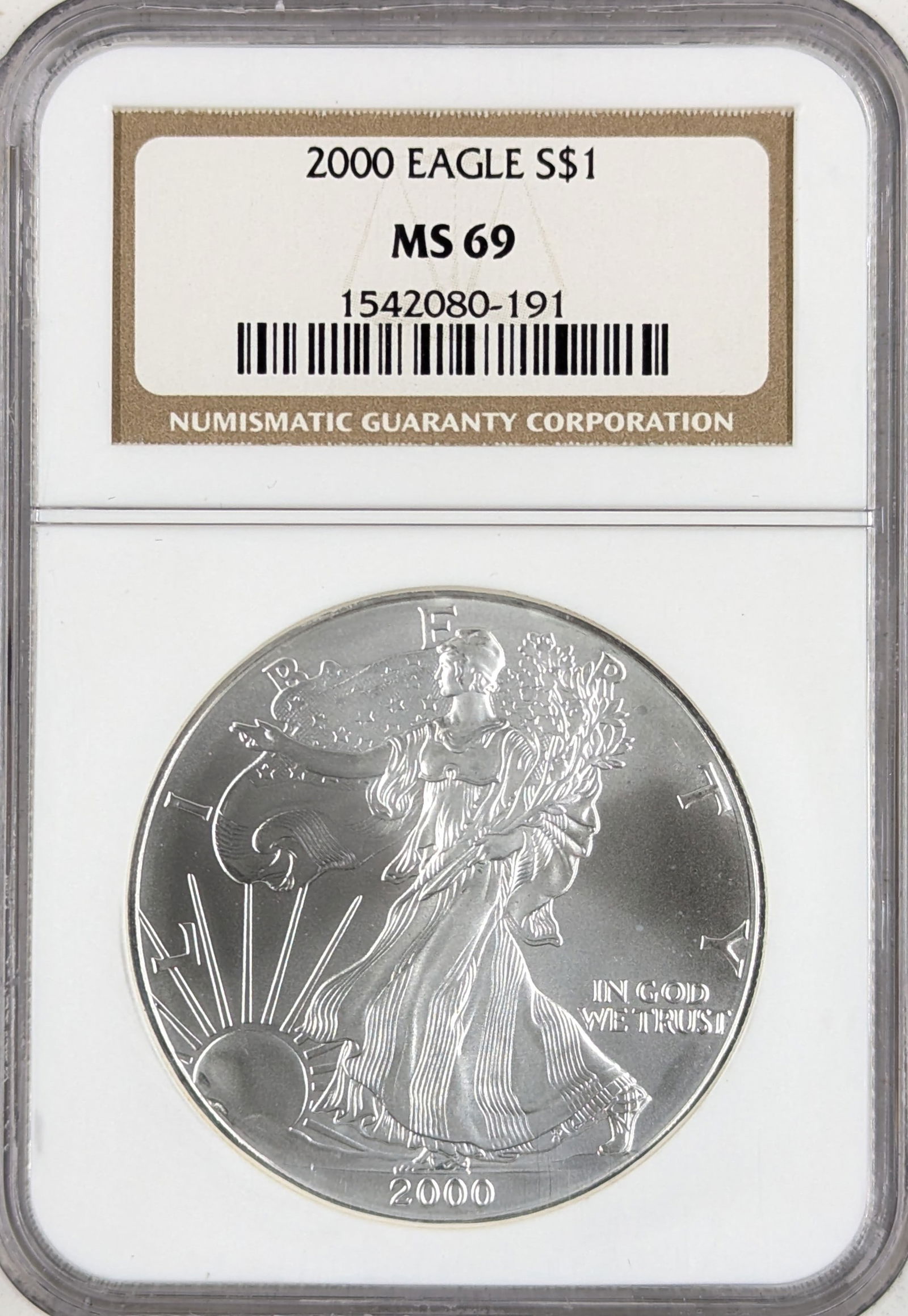 NGC 2000 MS69 American Silver Eagle Dollar (1 of 2)