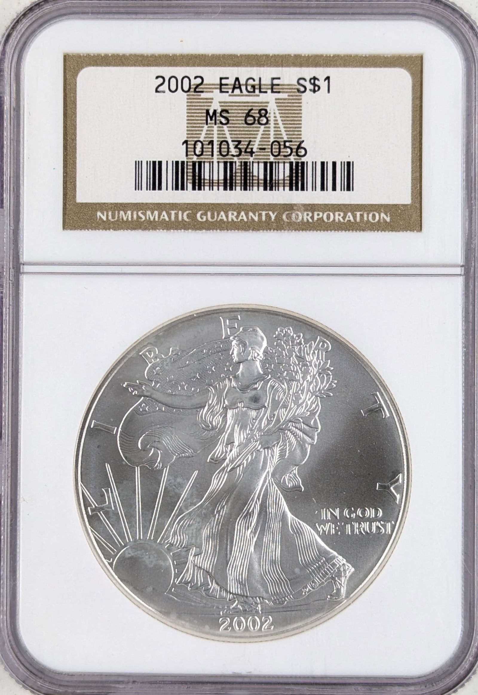 NGC 2002 MS68 American Silver Eagle Dollar (1 of 2)