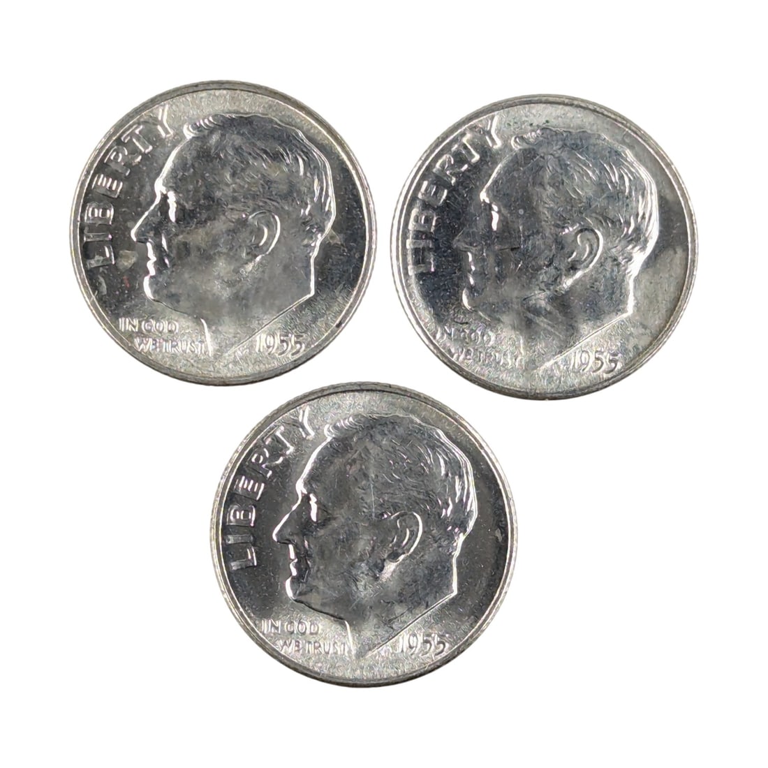 Lot of 3 - 1955-S Silver Roosevelt Dimes - BU (1 of 2)
