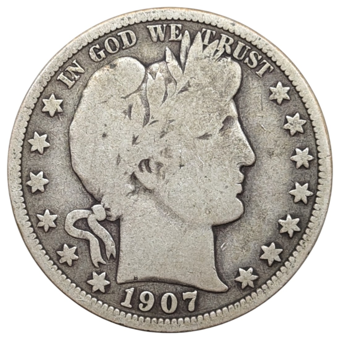 1907-D Silver Barber Half Dollar (1 of 2)