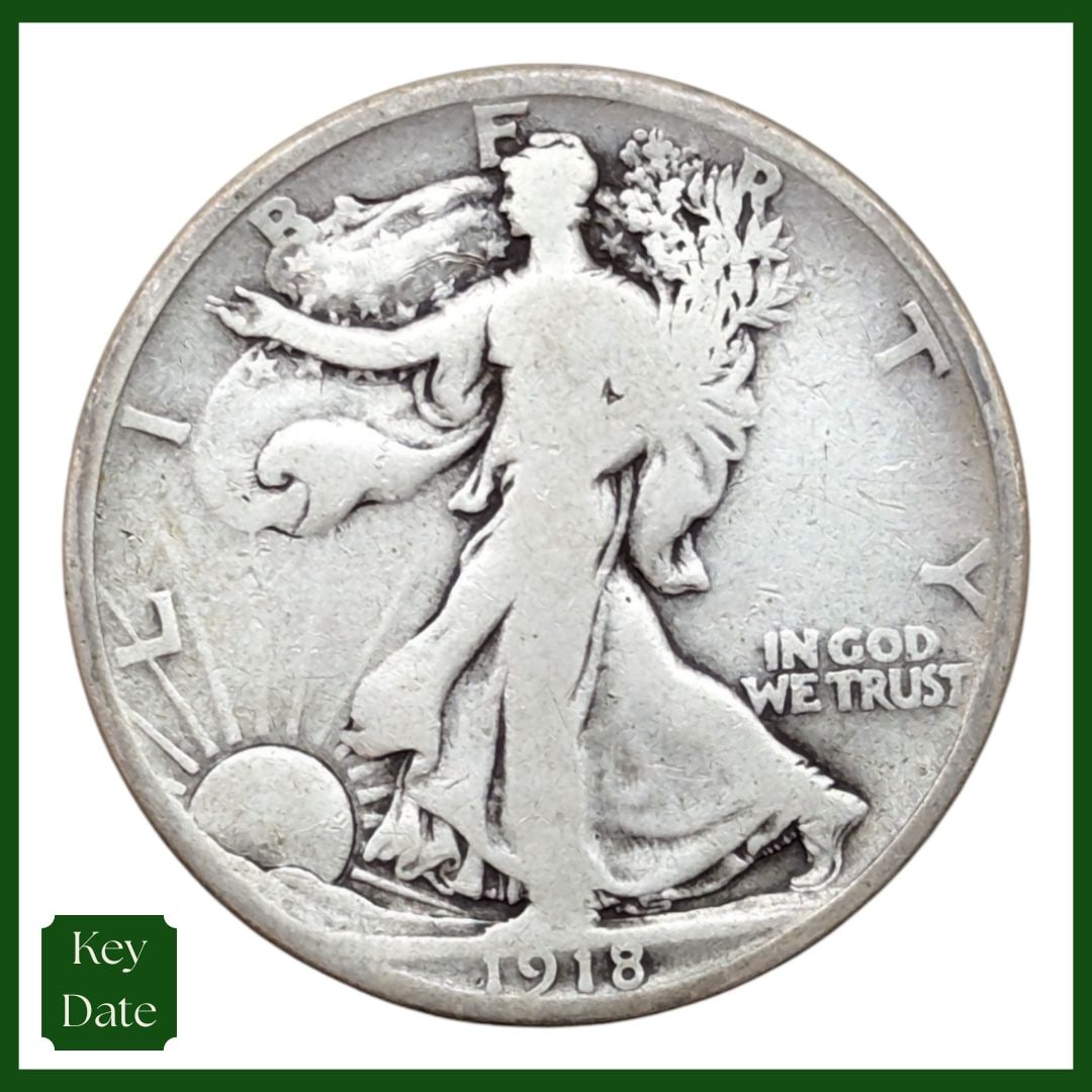 1918-D Silver Walking Liberty Half Dollar - KEY DATE (1 of 3)
