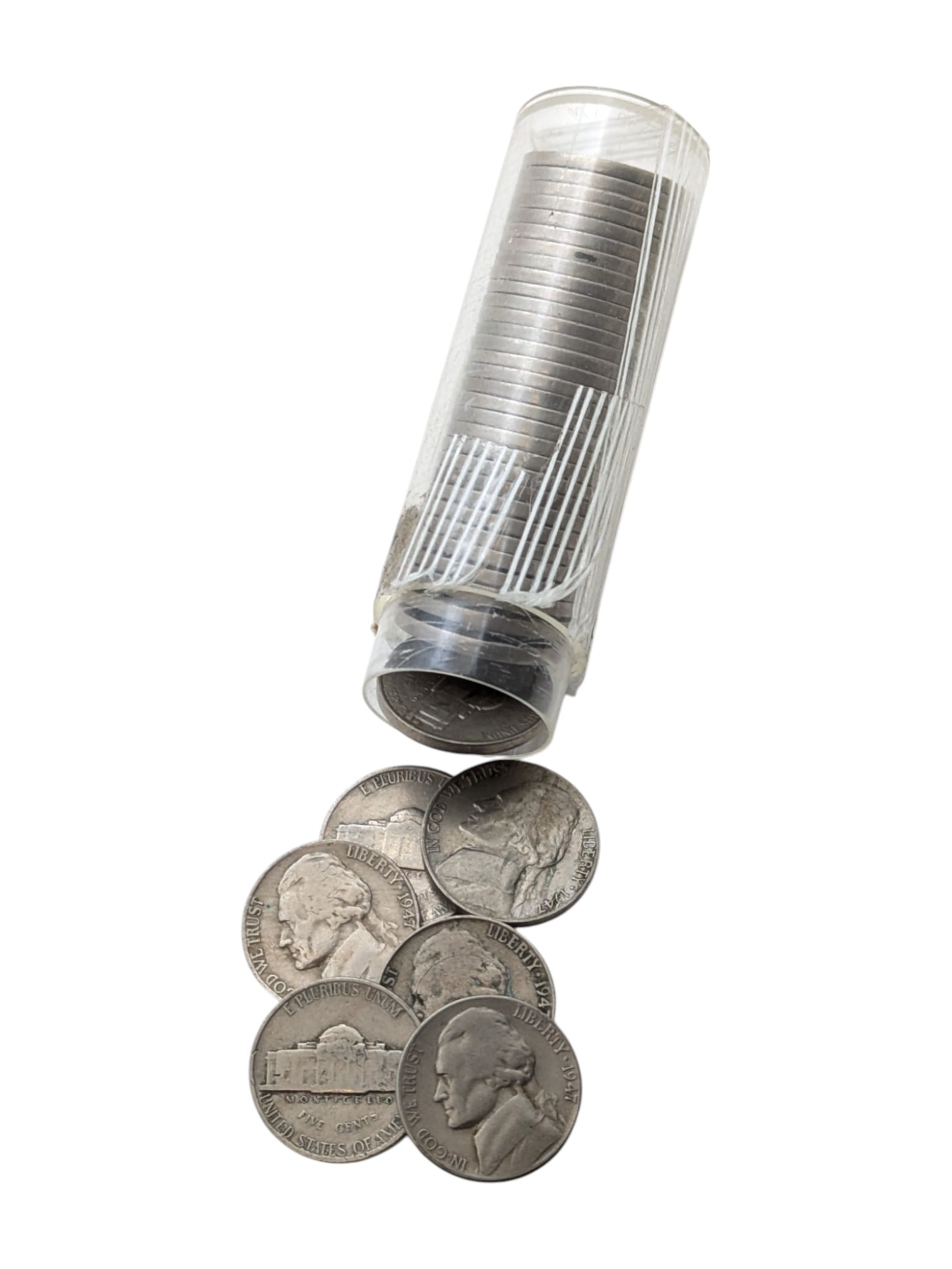 Tube of 38 - 1947 Jefferson Nickels: Coin