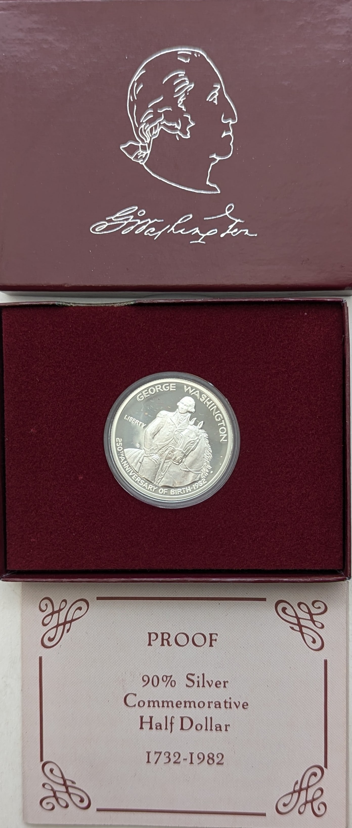 1982-S Proof Silver Washington Commemorative Half Dollar - 250th Anniversary (1 of 3)
