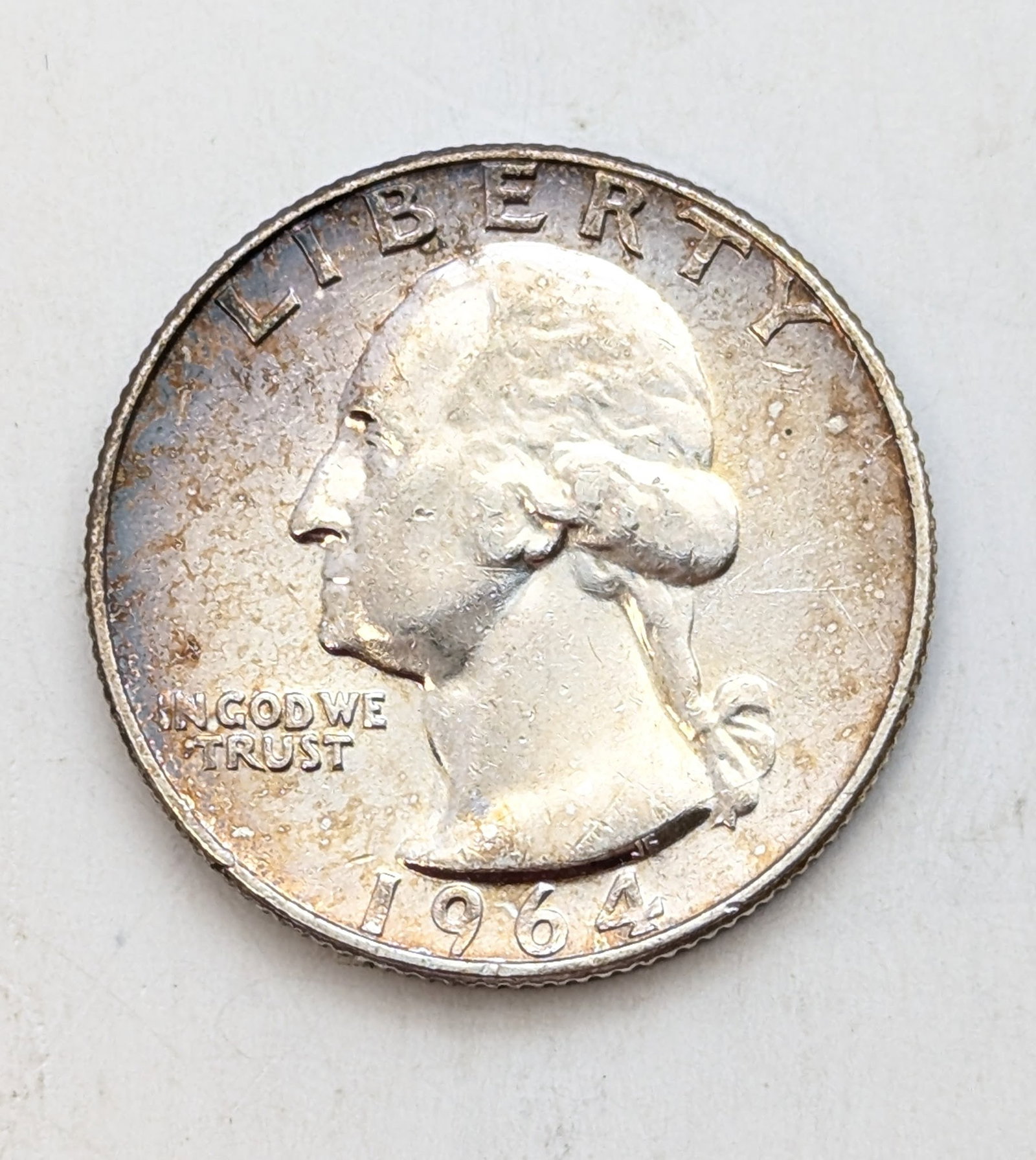 1964 Heavily Toned Washington Silver Quarter: Silver