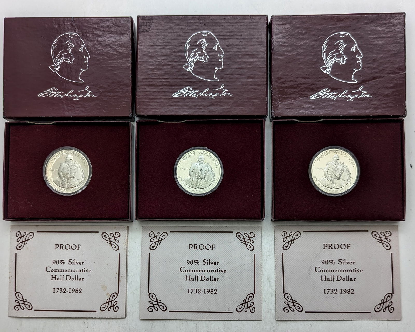 Lot of 3 Proof George Washington Silver Half Dollars (1 of 1)