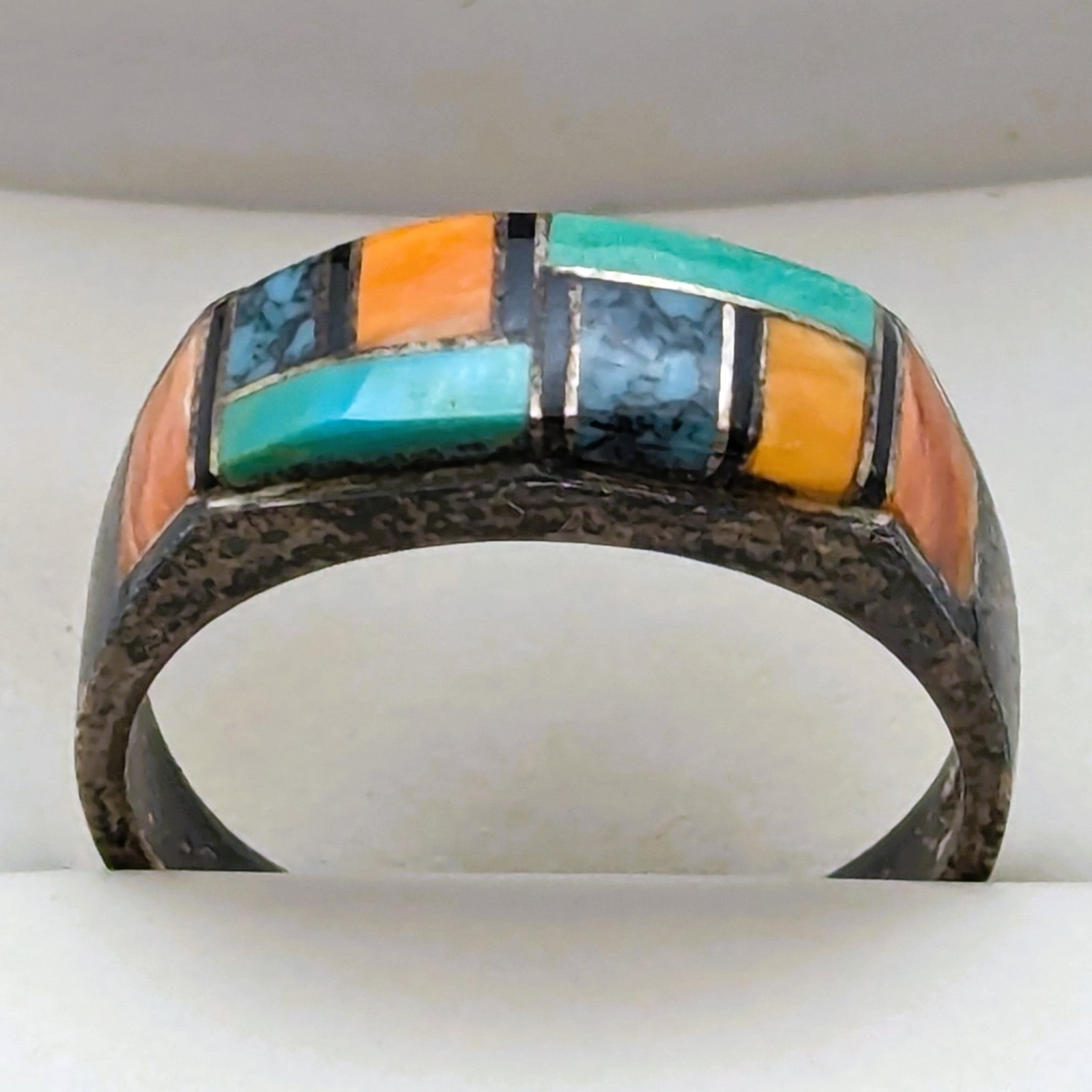 Sterling Silver Multi-inlay colored Ring - Size 9: Jewelry