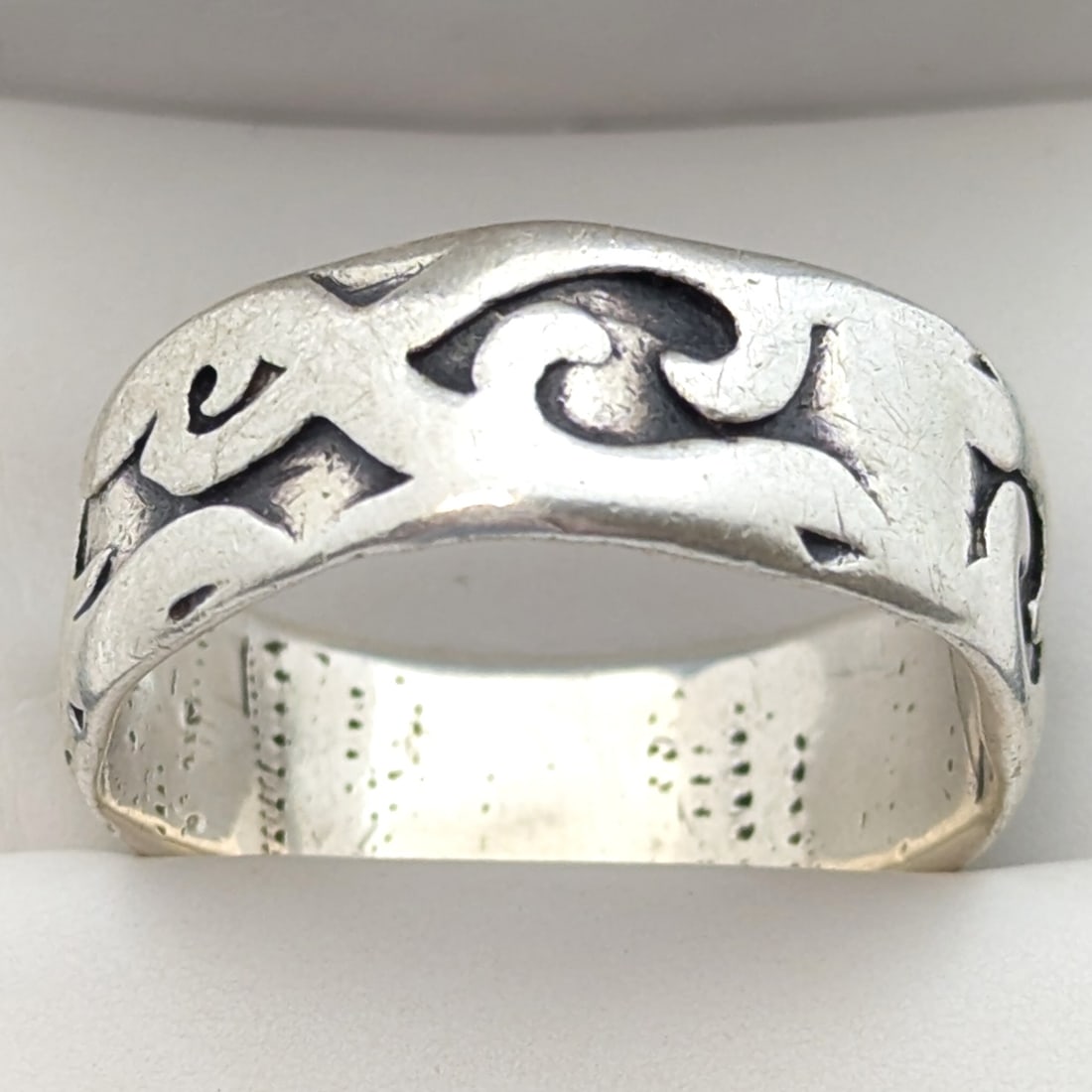 Sterling Silver Wave Men's Ring: Size: 13