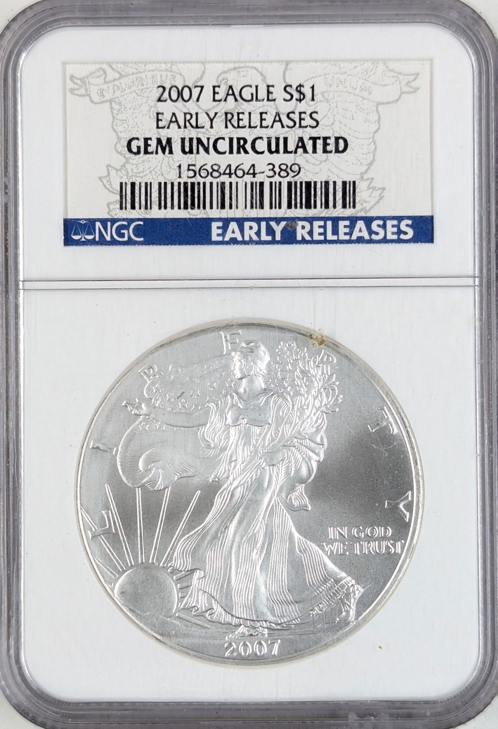 NGC 2007 American Silver Eagle Dollar - GEM Uncirculated - Early Release (1 of 2)